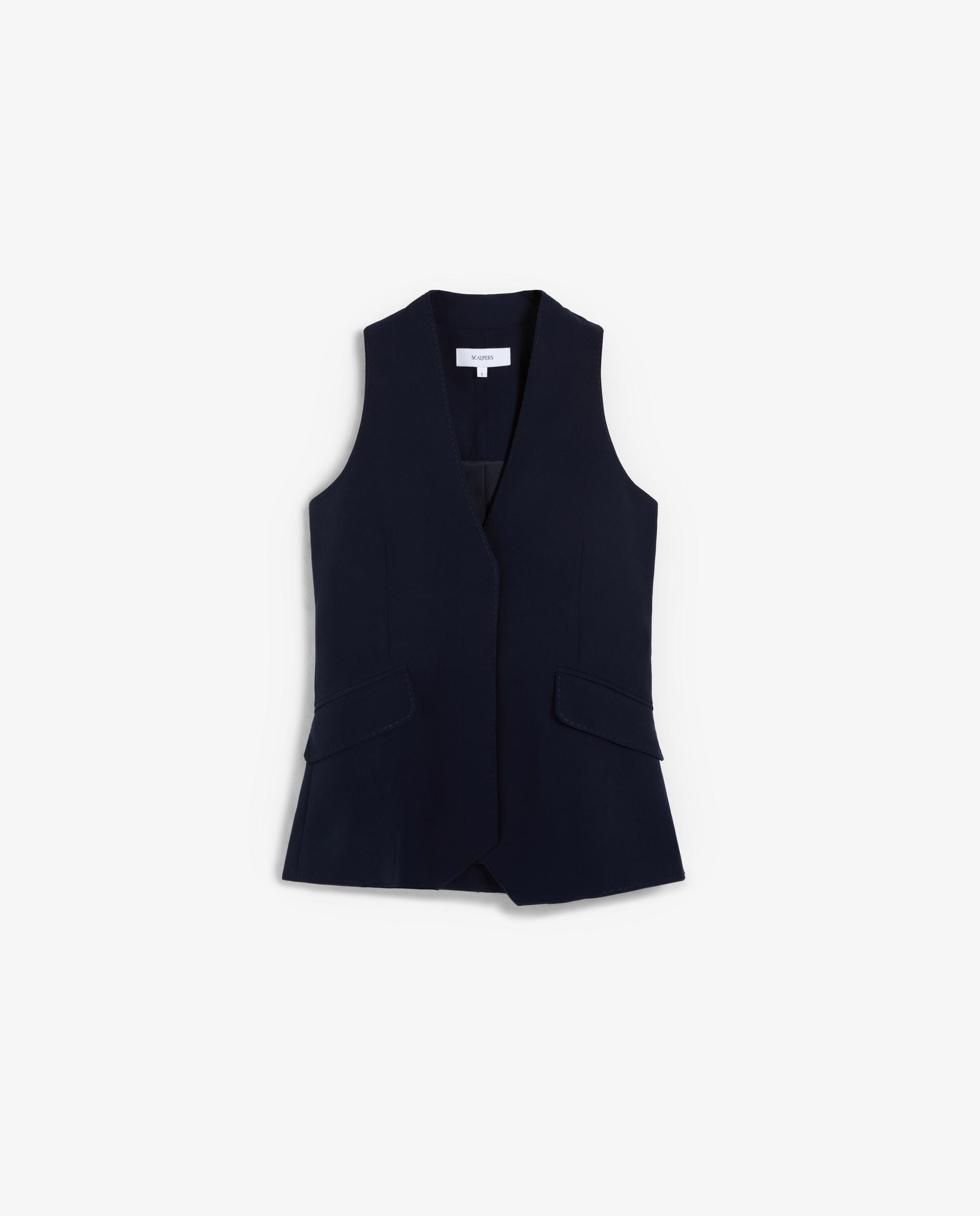 Colete Regular Fit com Botões Ocultos de Pressão Navy-5