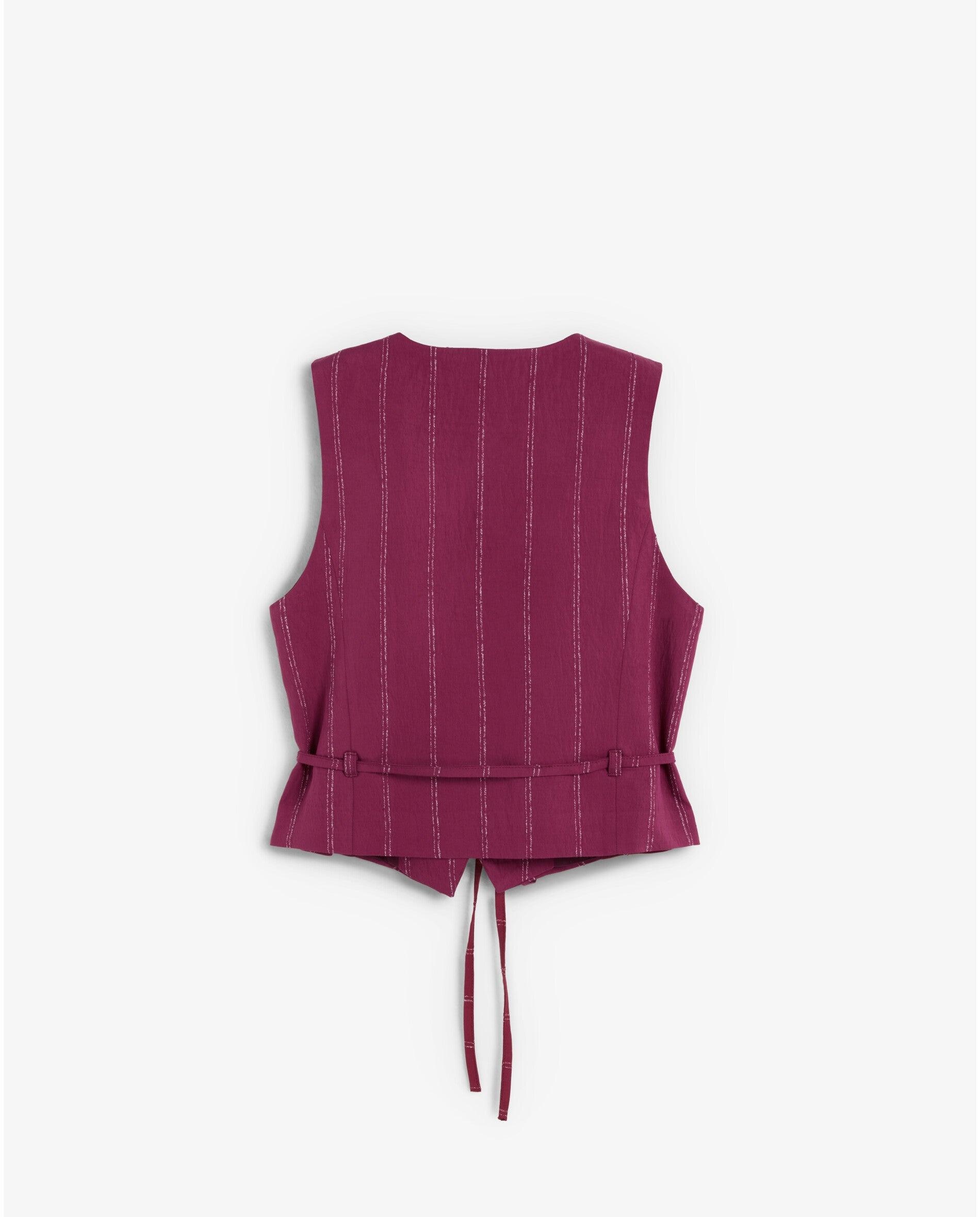 Colete Slim Fit com Fecho Cruzado Vermelho-cereja-5