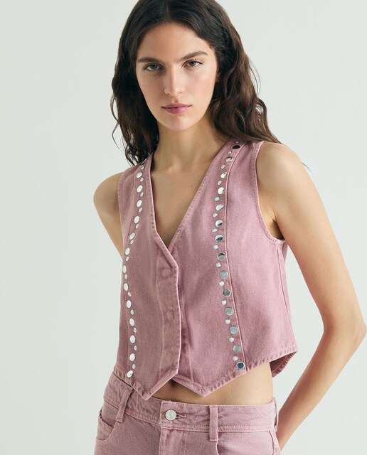 Imagem 0 de Colete Tipo Denim com Tachas Decorativas