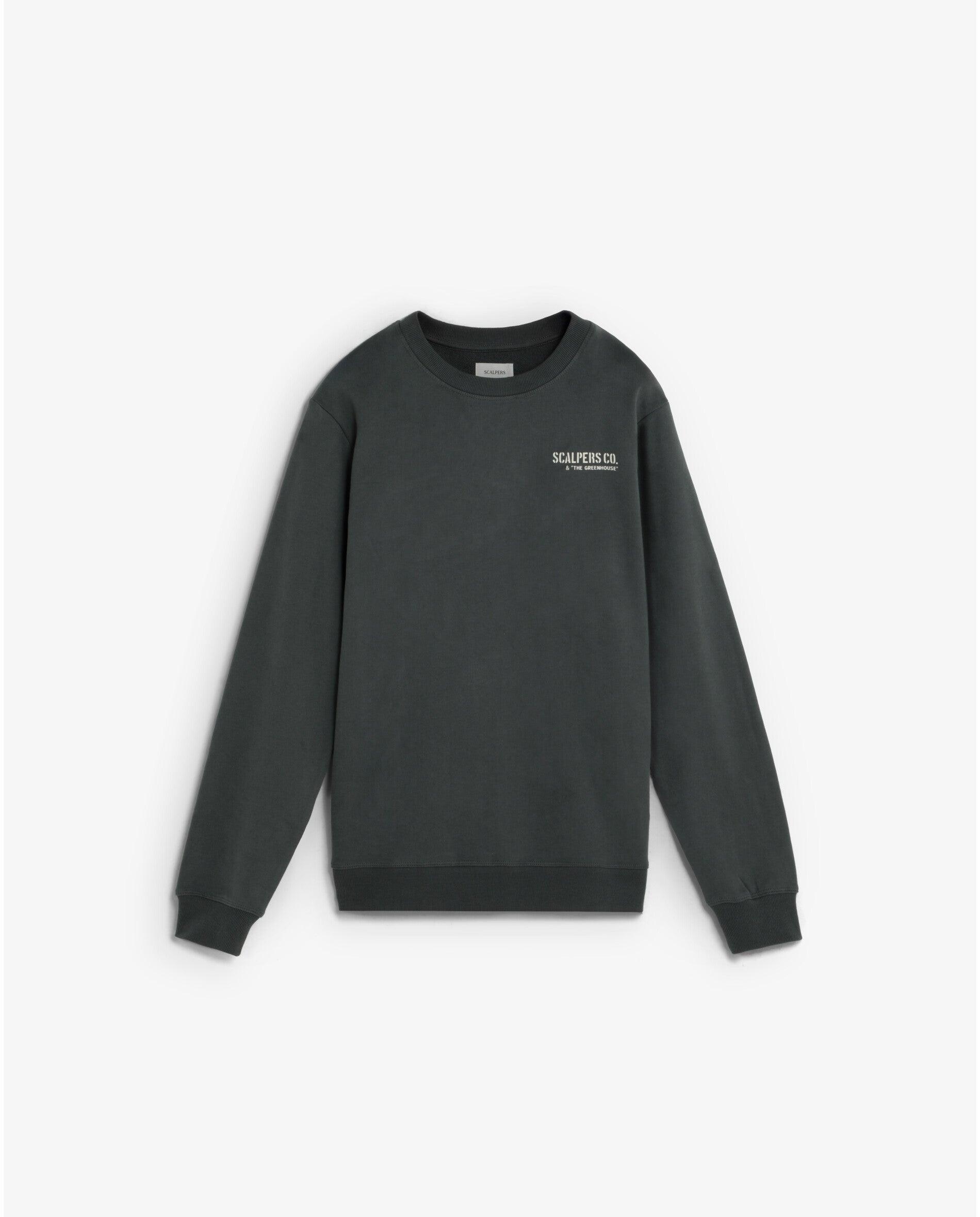 Sweatshirt com Gola Redonda e Estampado Posterior Verde-escuro-1