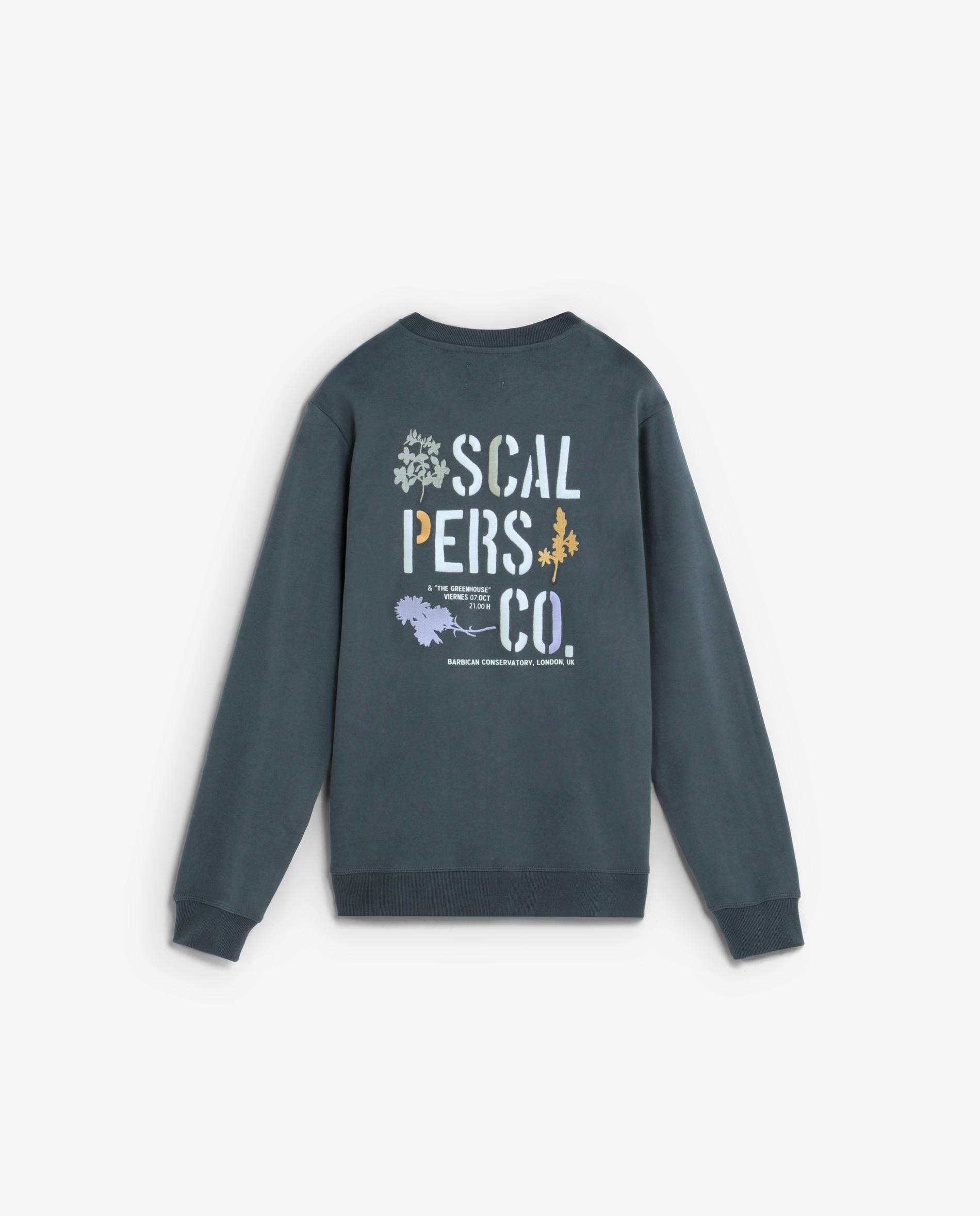Sweatshirt com Gola Redonda e Estampado Posterior Verde-escuro-5
