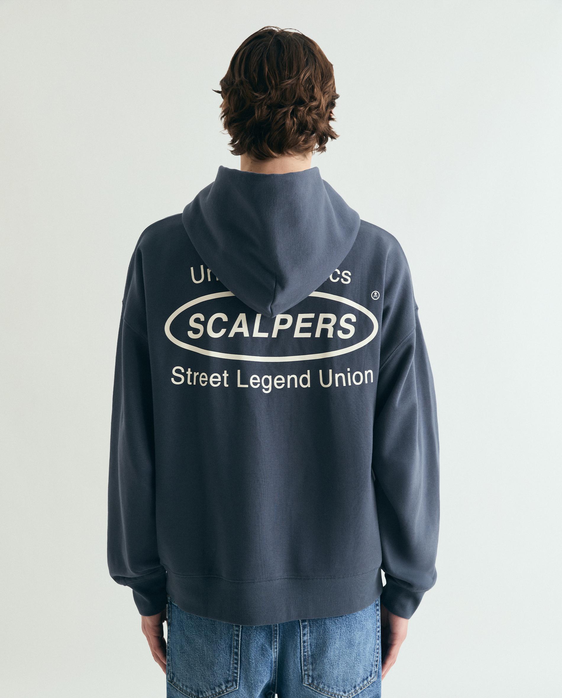 Sweatshirt com Capuz e Print Posterior Azul-marinho-2