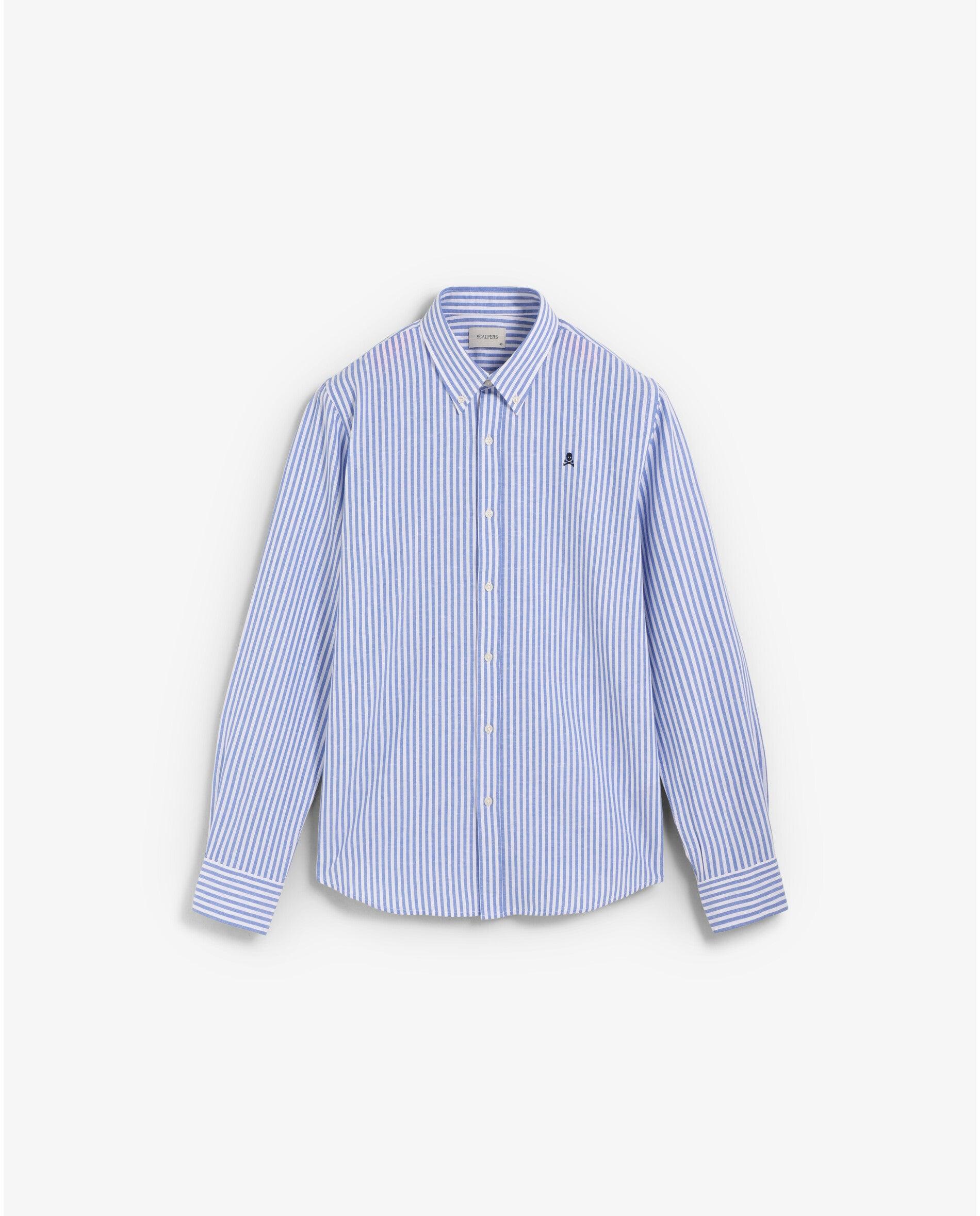 Camisa Regular Fit Às Riscas Azul-1