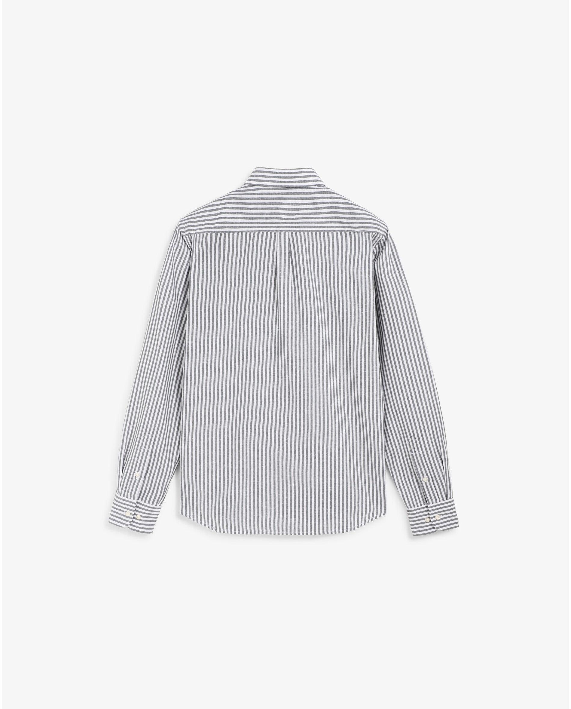 Camisa Regular Fit Às Riscas Verde pardo-2