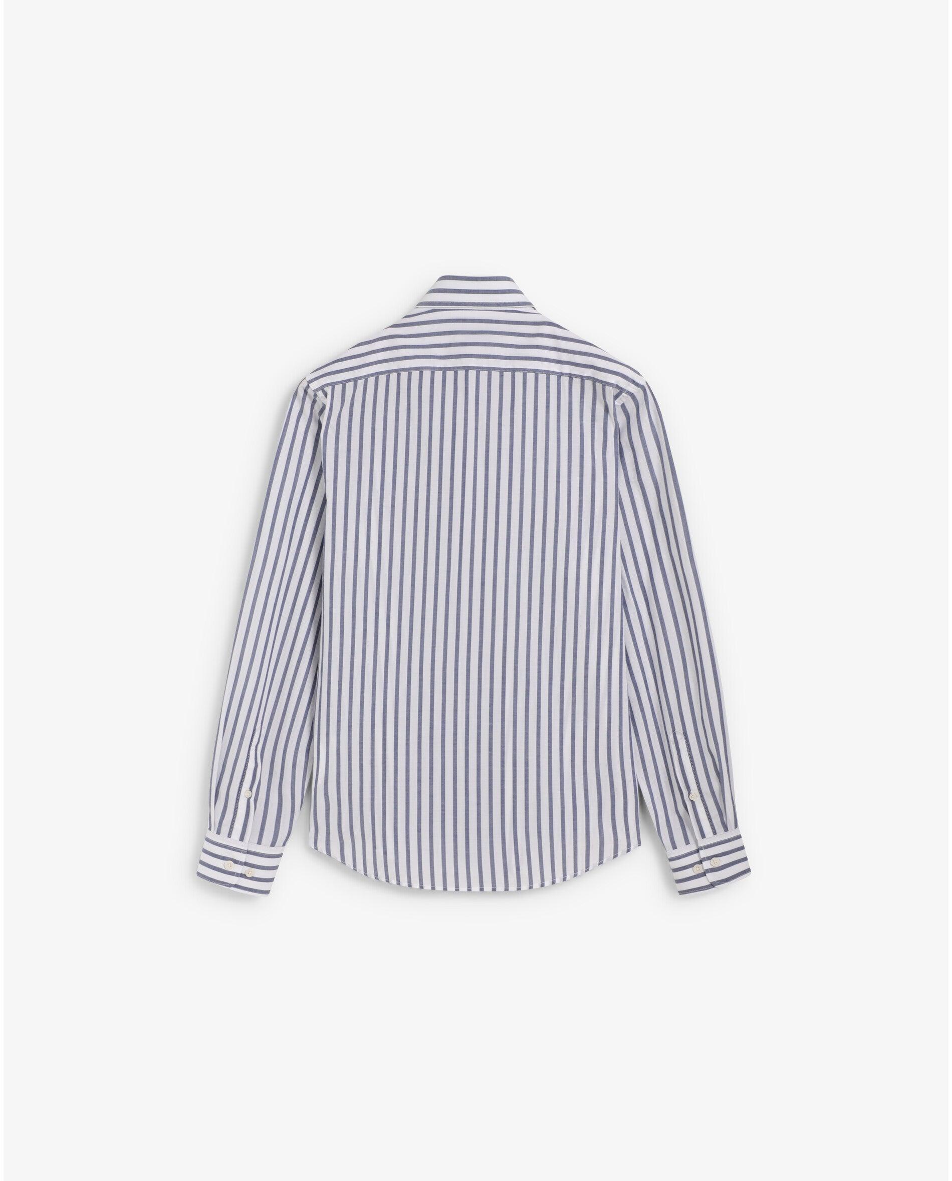 Camisa Regular Fit Às Riscas Azul-escuro-2