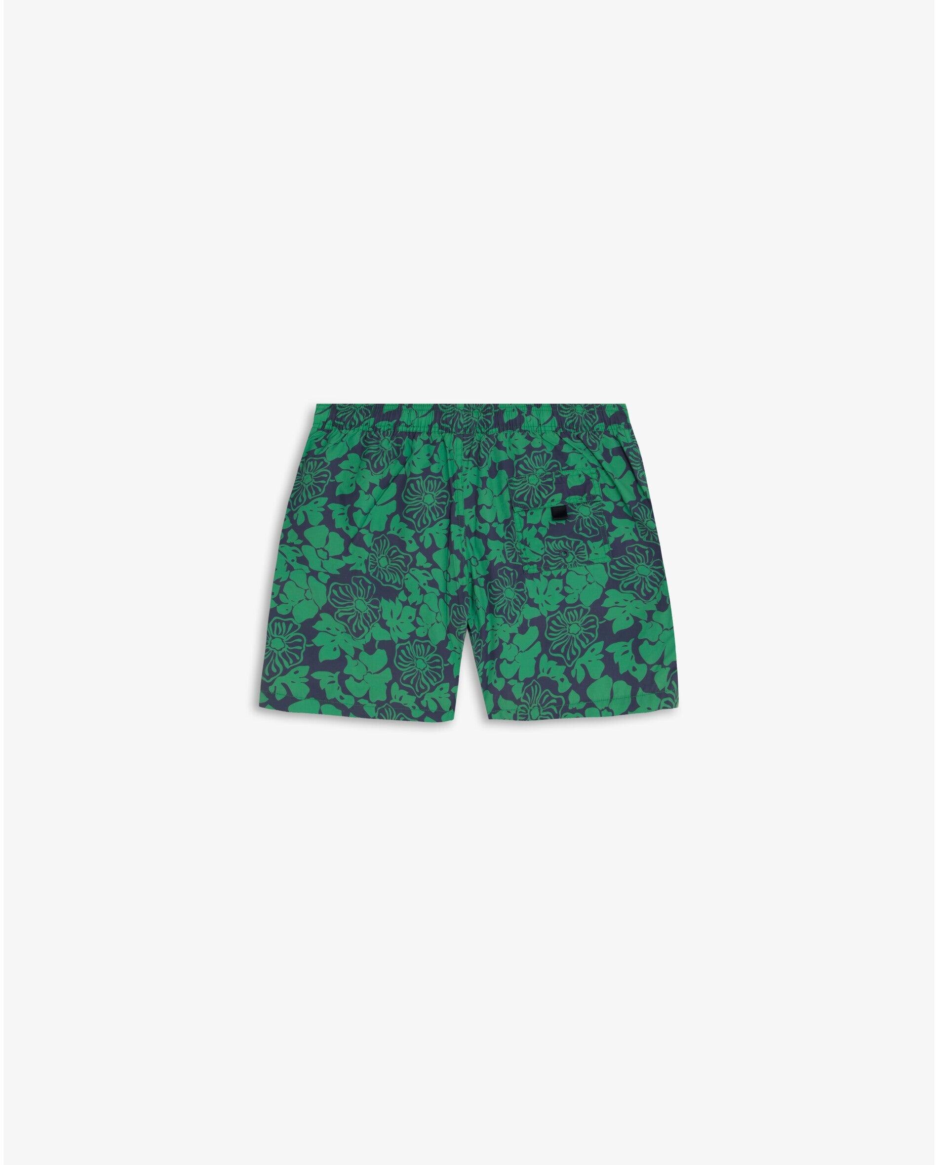 Fato de Banho Bermuda com Estampado Floral e Bolso Posterior Verde-2