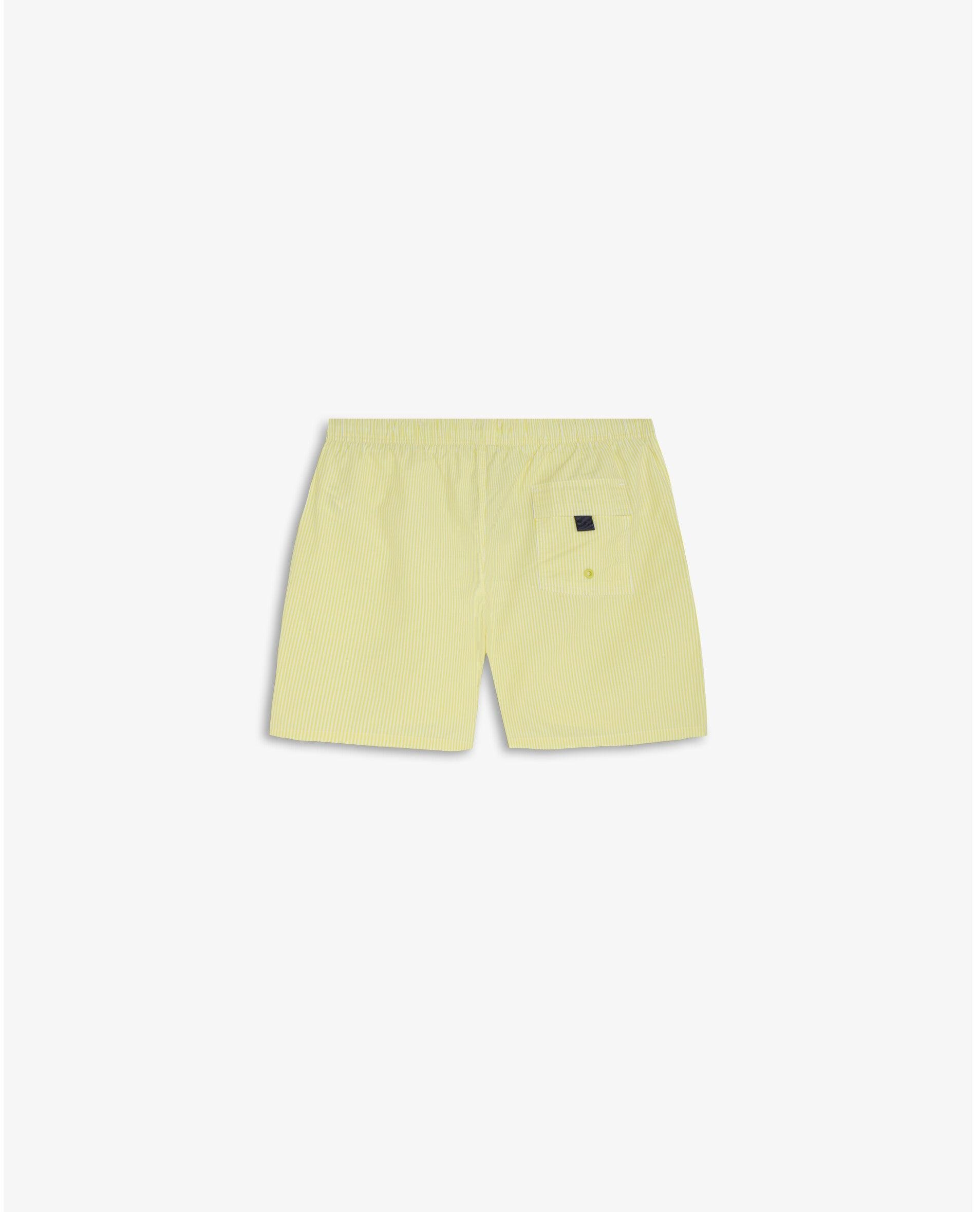 Fato de Banho Bermuda Às Riscas com Bolso Posterior Amarelo-2