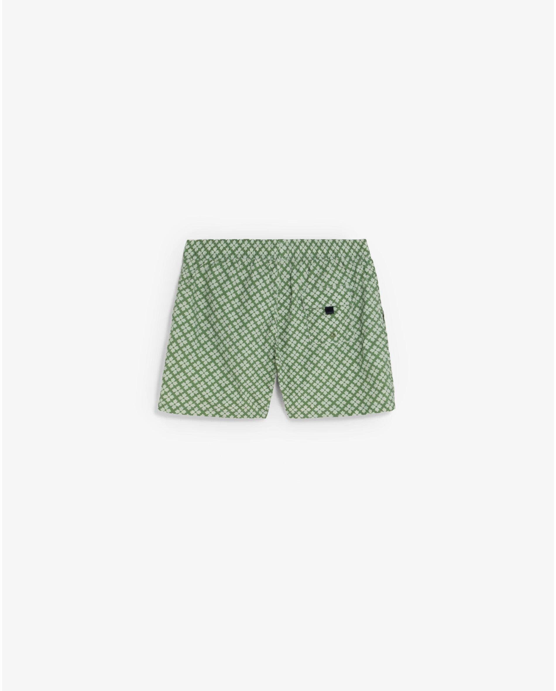 Fato de Banho Bermuda Estampado com Bolso Posterior Caqui-2
