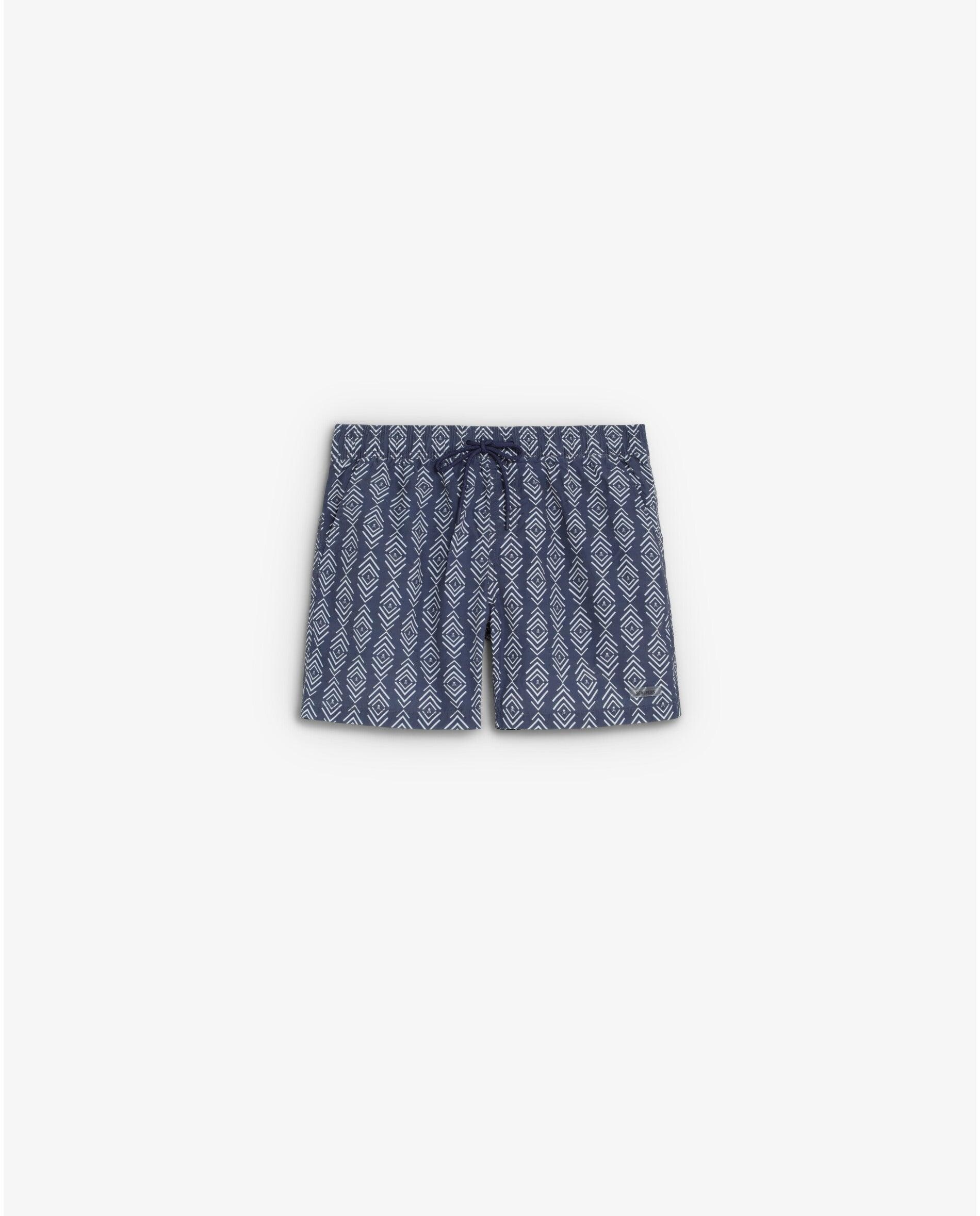 Fato de Banho Bermuda Estampado com Bolso Posterior Navy-1