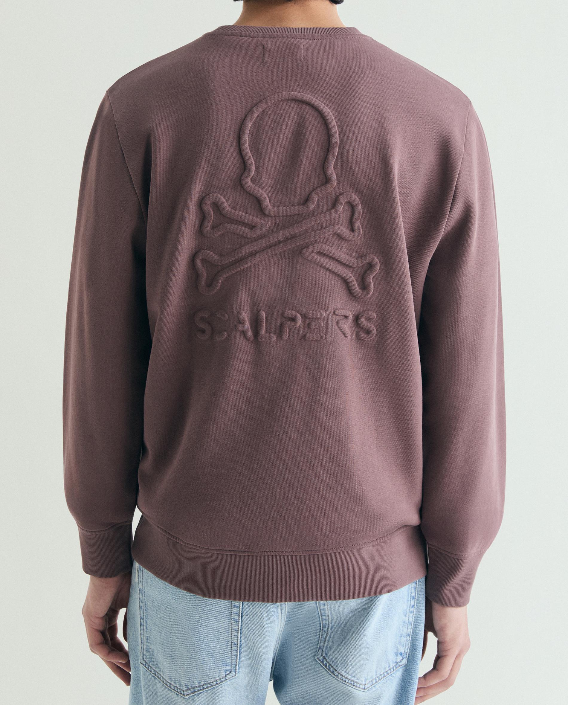 Sweatshirt sem Capuz com Gola Redonda e Logo Posterior e Frontal Bordeaux-3