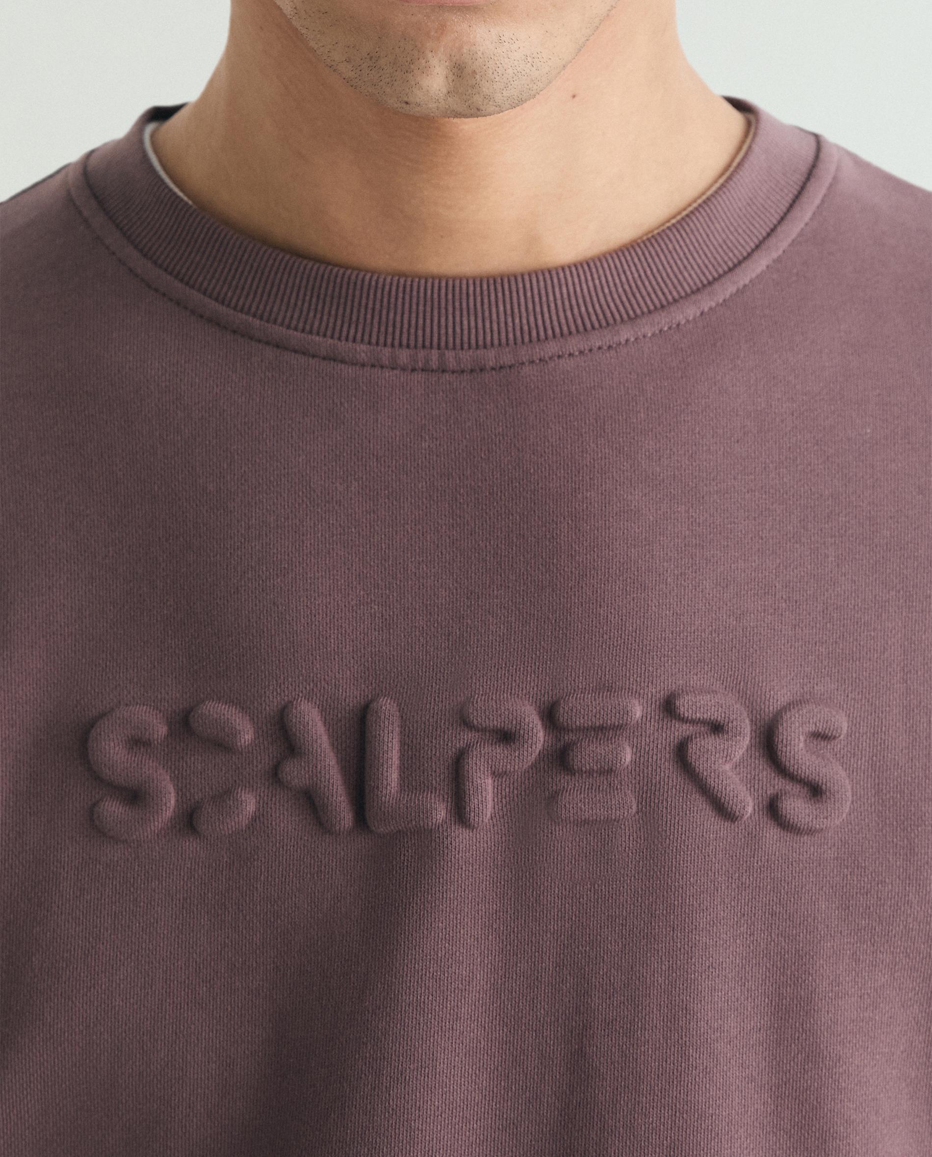 Sweatshirt sem Capuz com Gola Redonda e Logo Posterior e Frontal Bordeaux-4