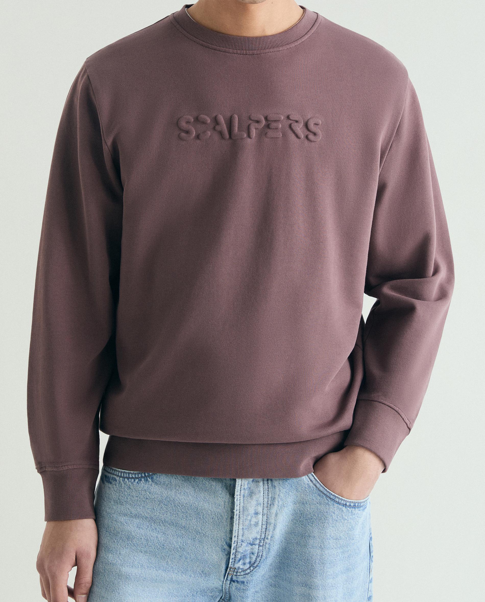 Sweatshirt sem Capuz com Gola Redonda e Logo Posterior e Frontal Bordeaux-5