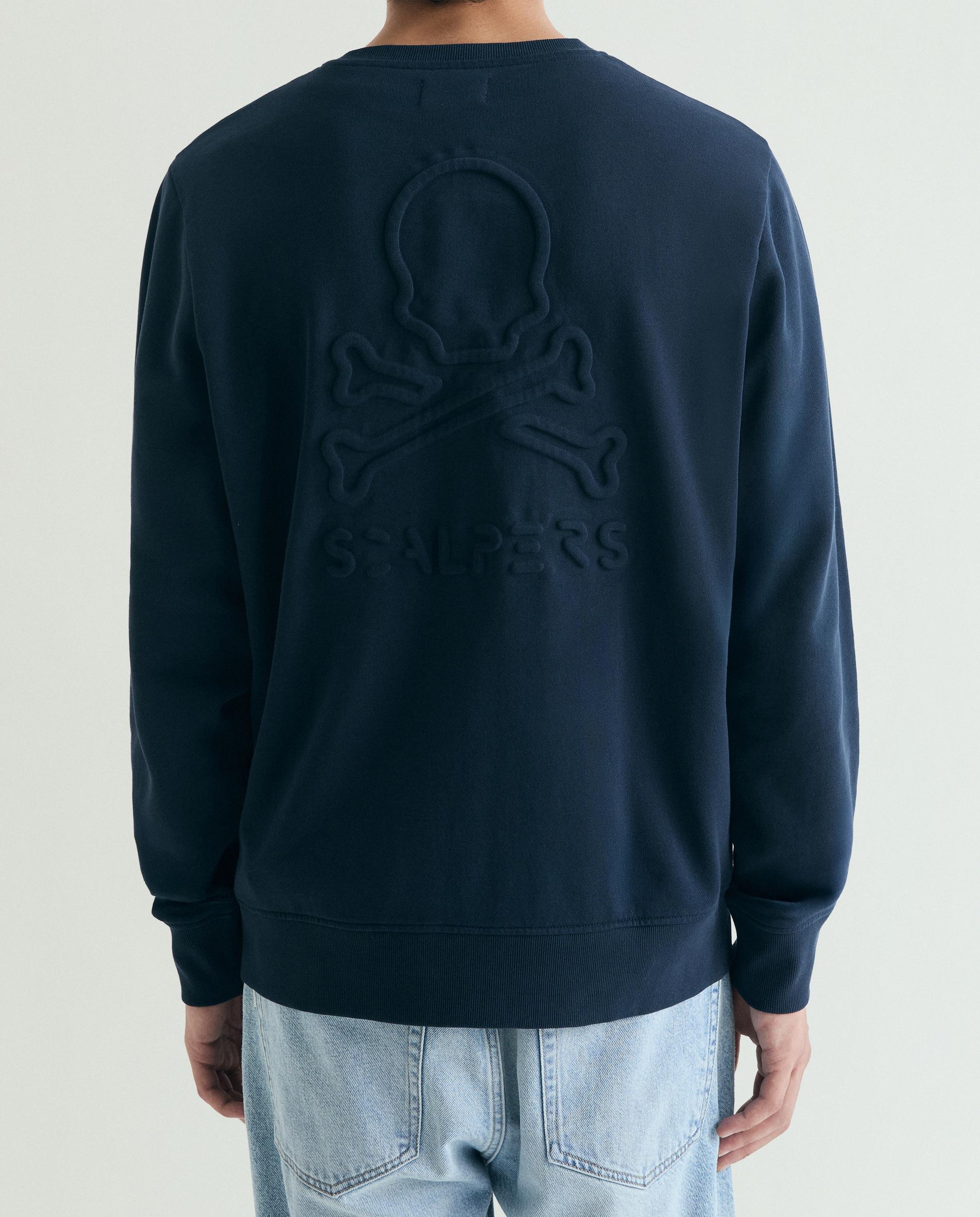 Sweatshirt sem Capuz com Gola Redonda e Logo Posterior e Frontal Navy-3