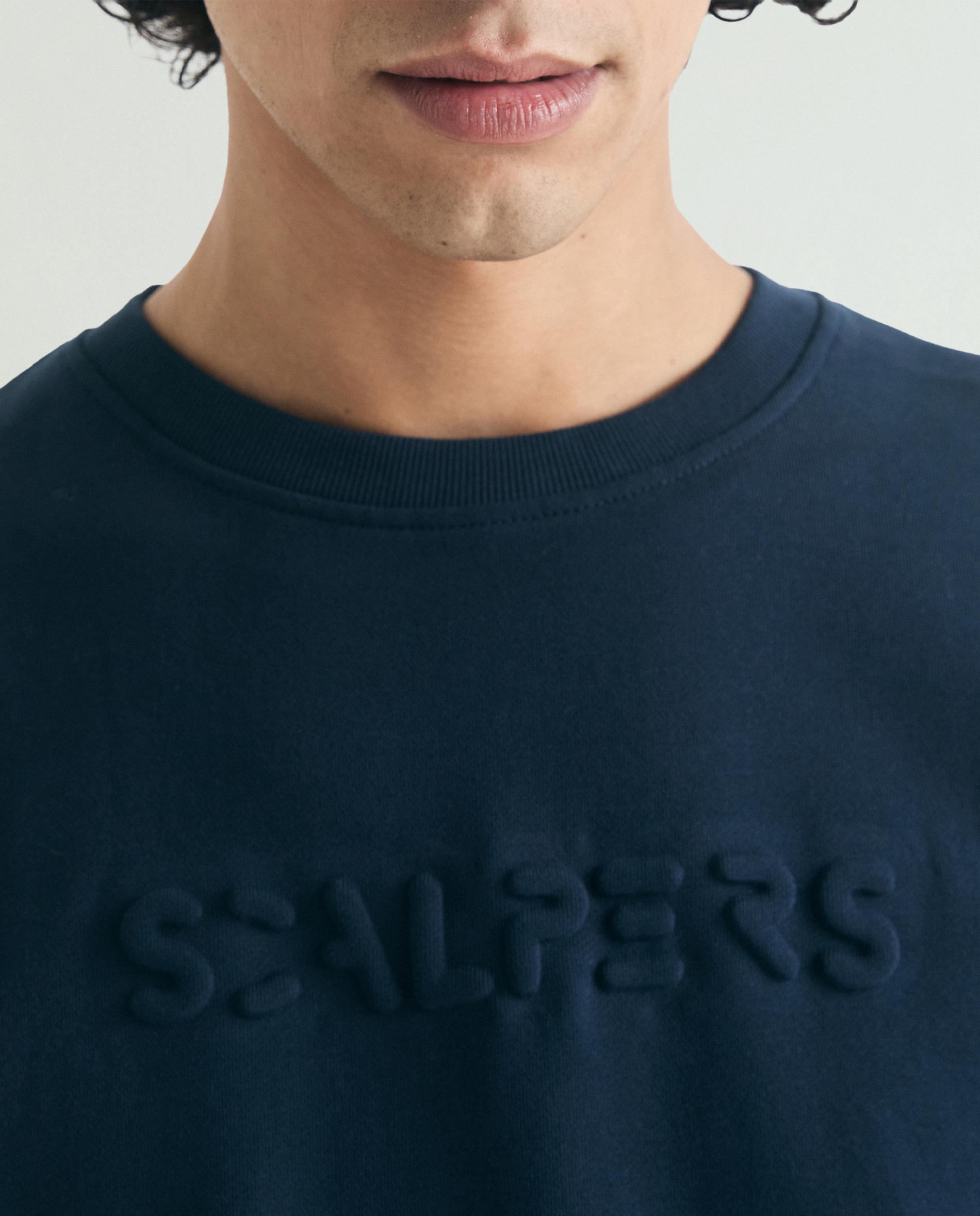 Sweatshirt sem Capuz com Gola Redonda e Logo Posterior e Frontal Navy-4