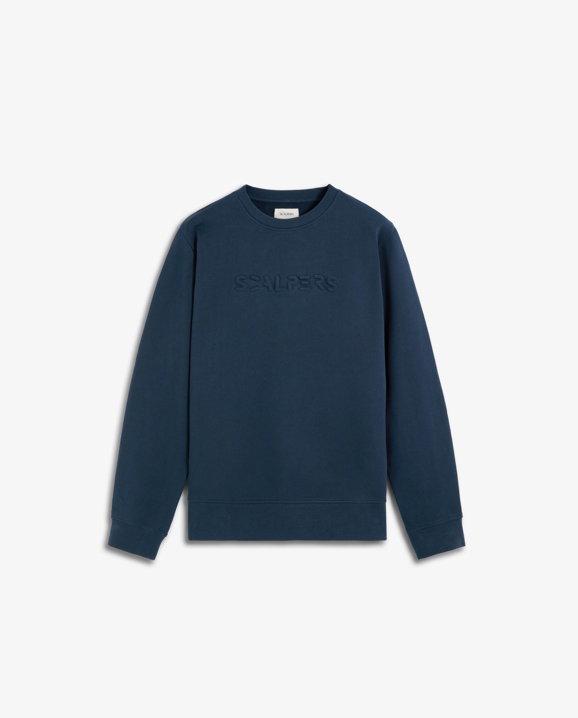 Sweatshirt sem Capuz com Gola Redonda e Logo Posterior e Frontal Navy-6