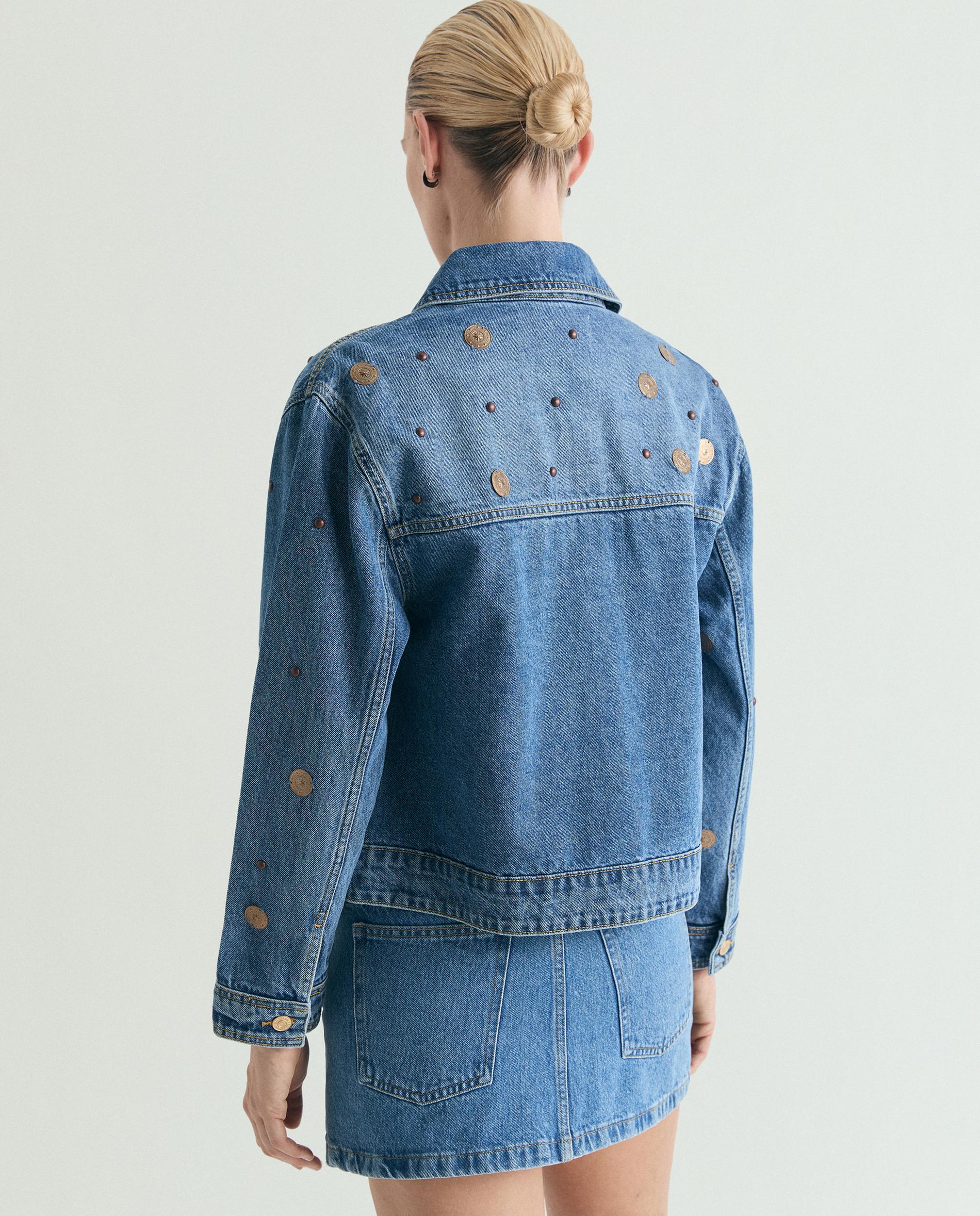 Blusão Jeans com Efeito Lavado e Tachas Índigo-2