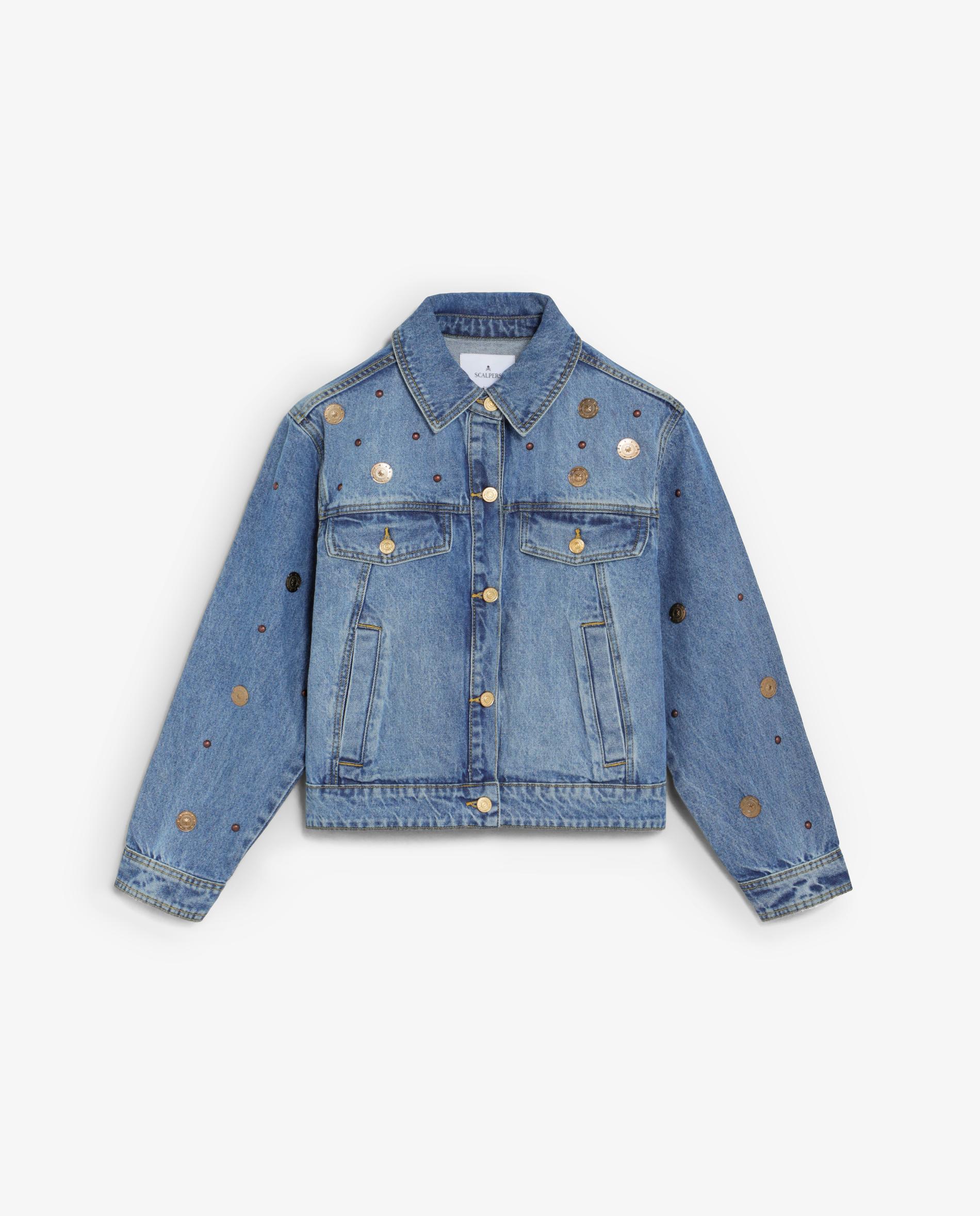 Blusão Jeans com Efeito Lavado e Tachas Índigo-4