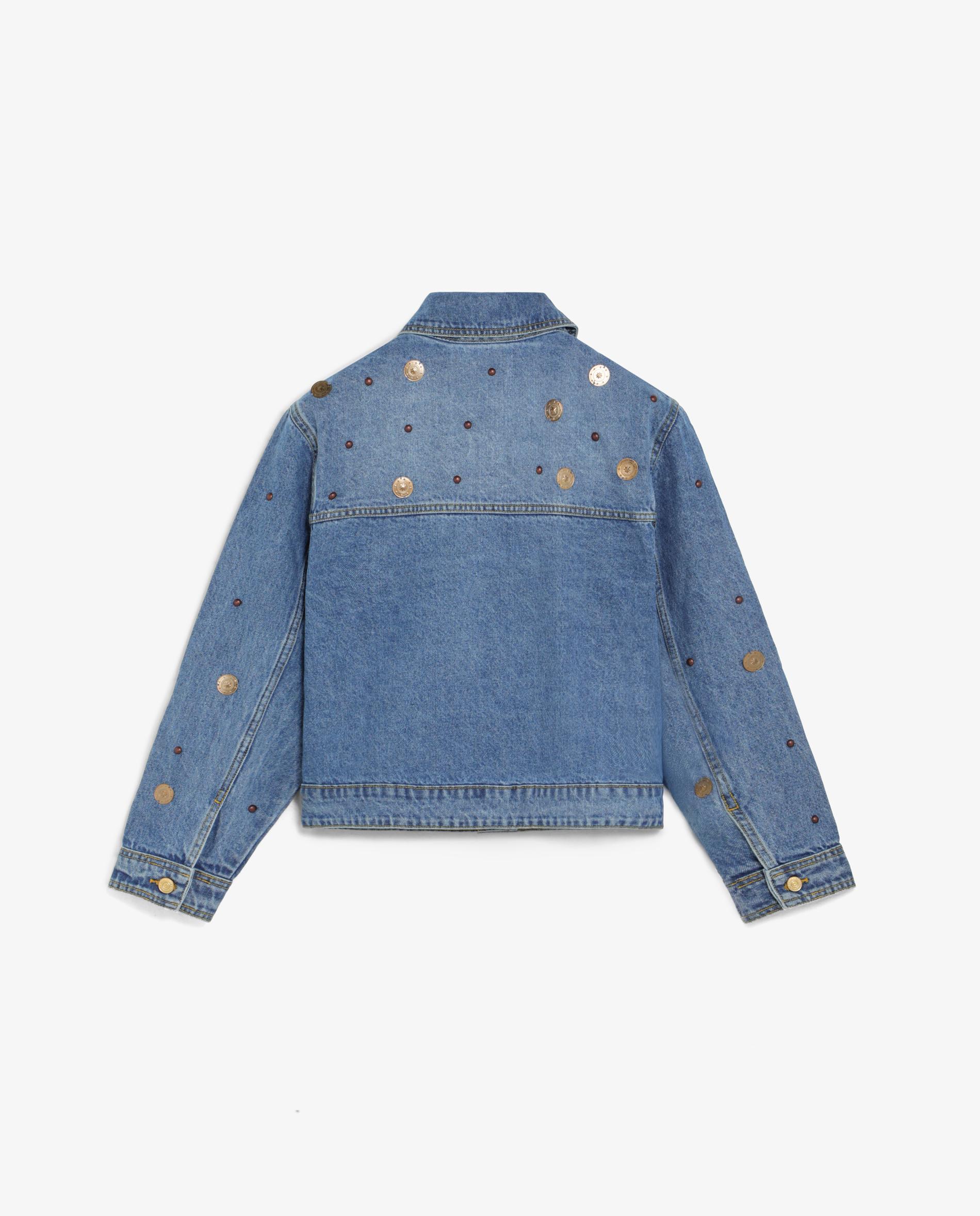 Blusão Jeans com Efeito Lavado e Tachas Índigo-5