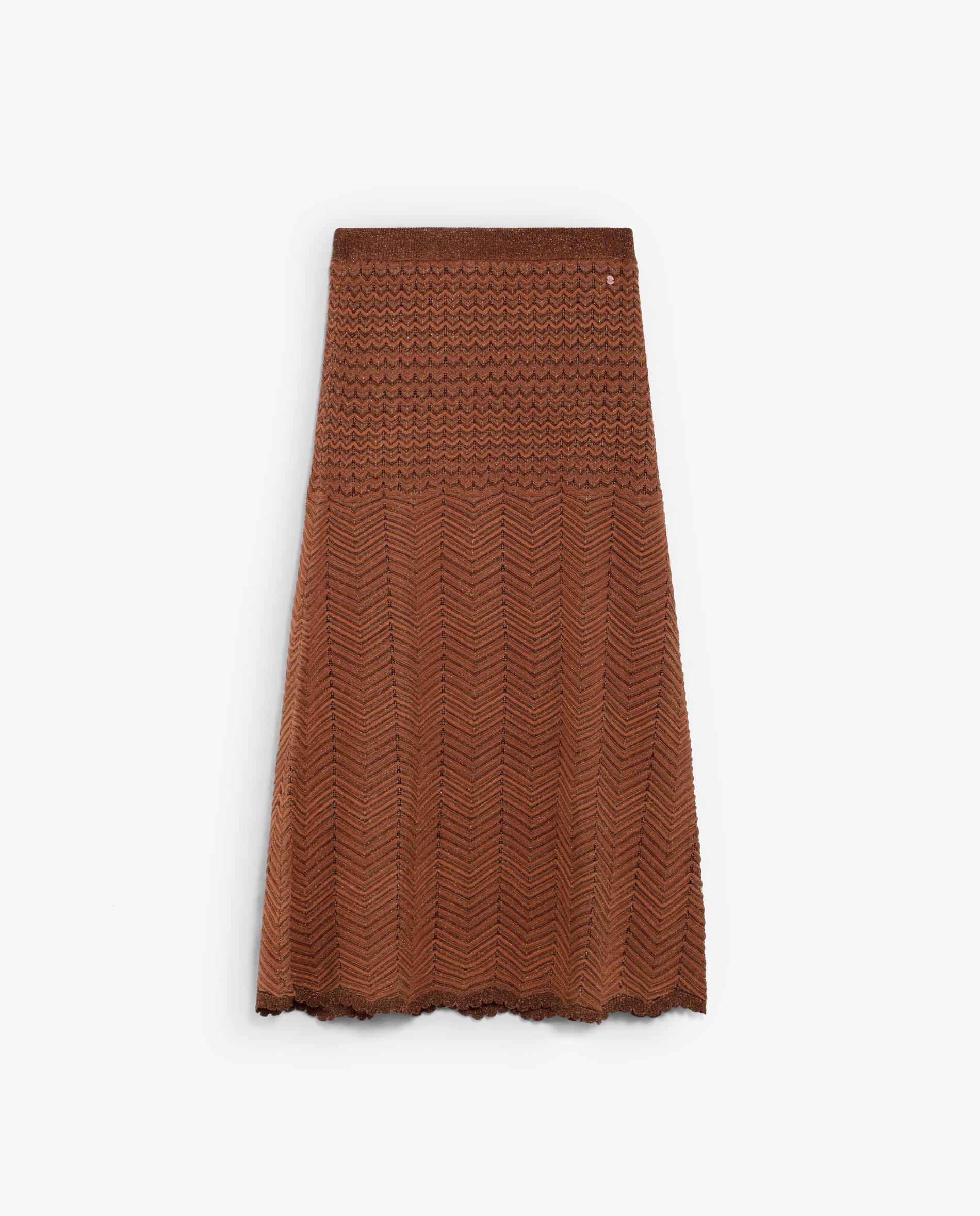 Saia de Malha Midi com Cintura Elástica Terracota-4