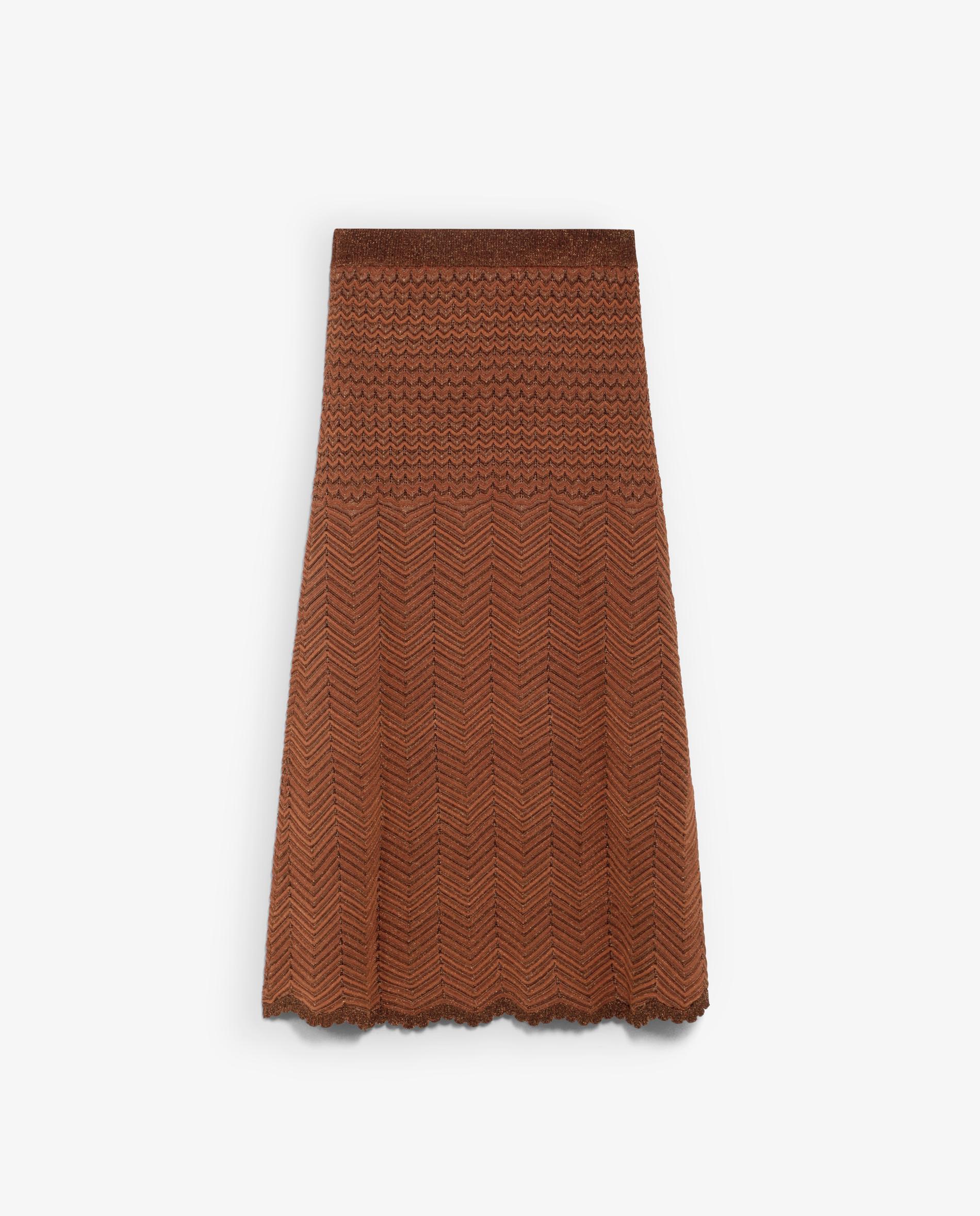 Saia de Malha Midi com Cintura Elástica Terracota-5