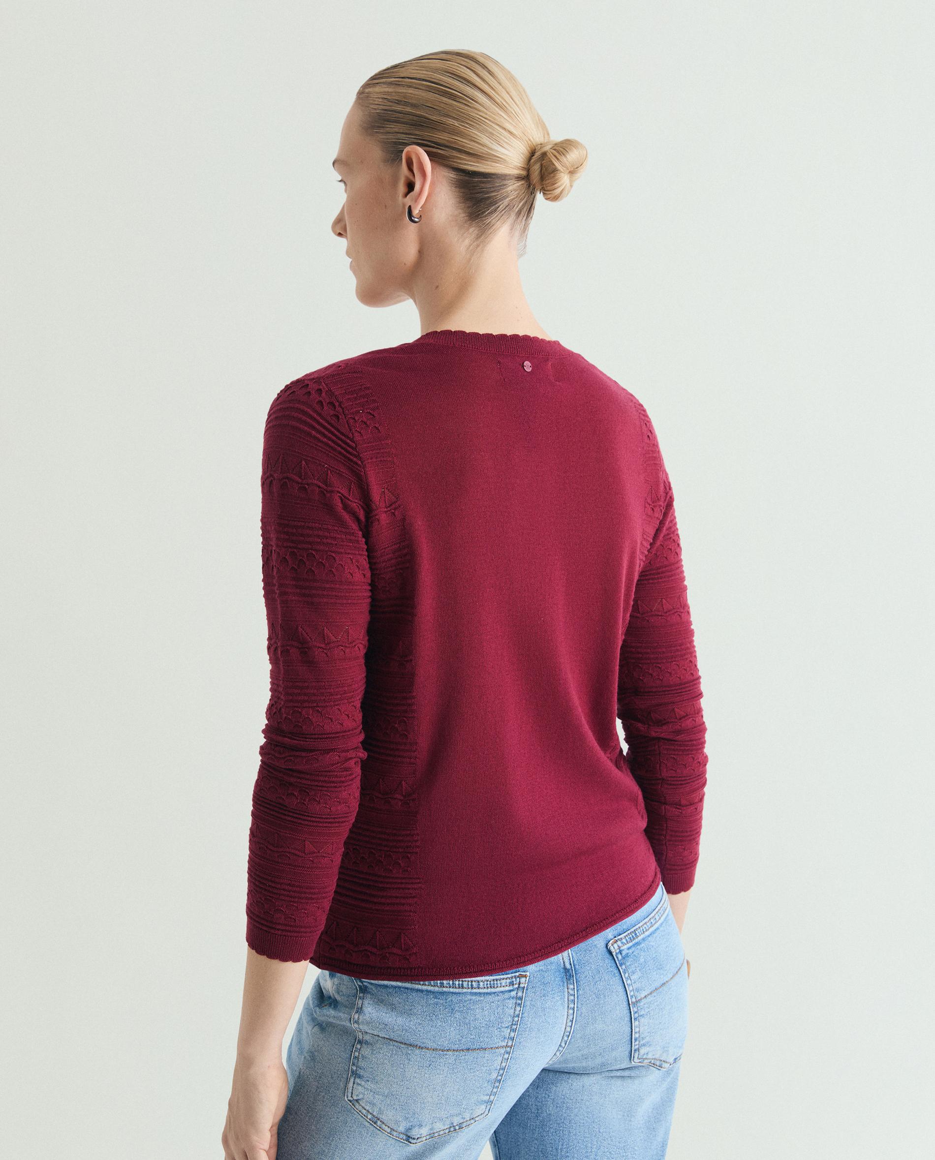 Camisola Regular Fit com Gola em V Cereja-2