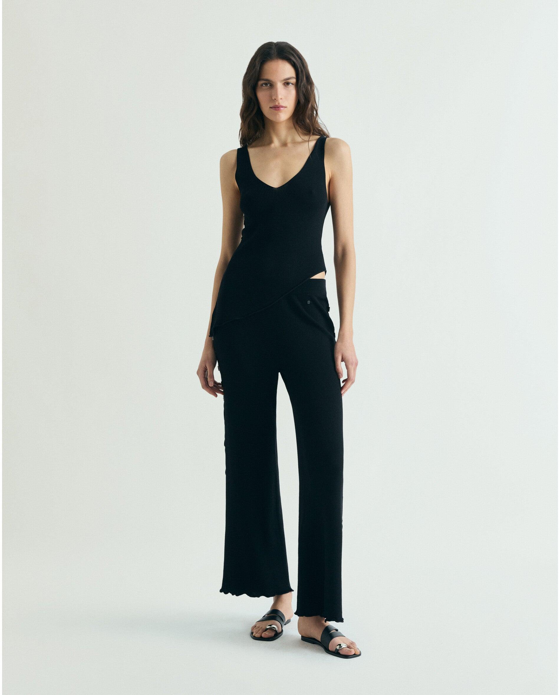 Imagem 0 de Calças de Malha de Cintura Média