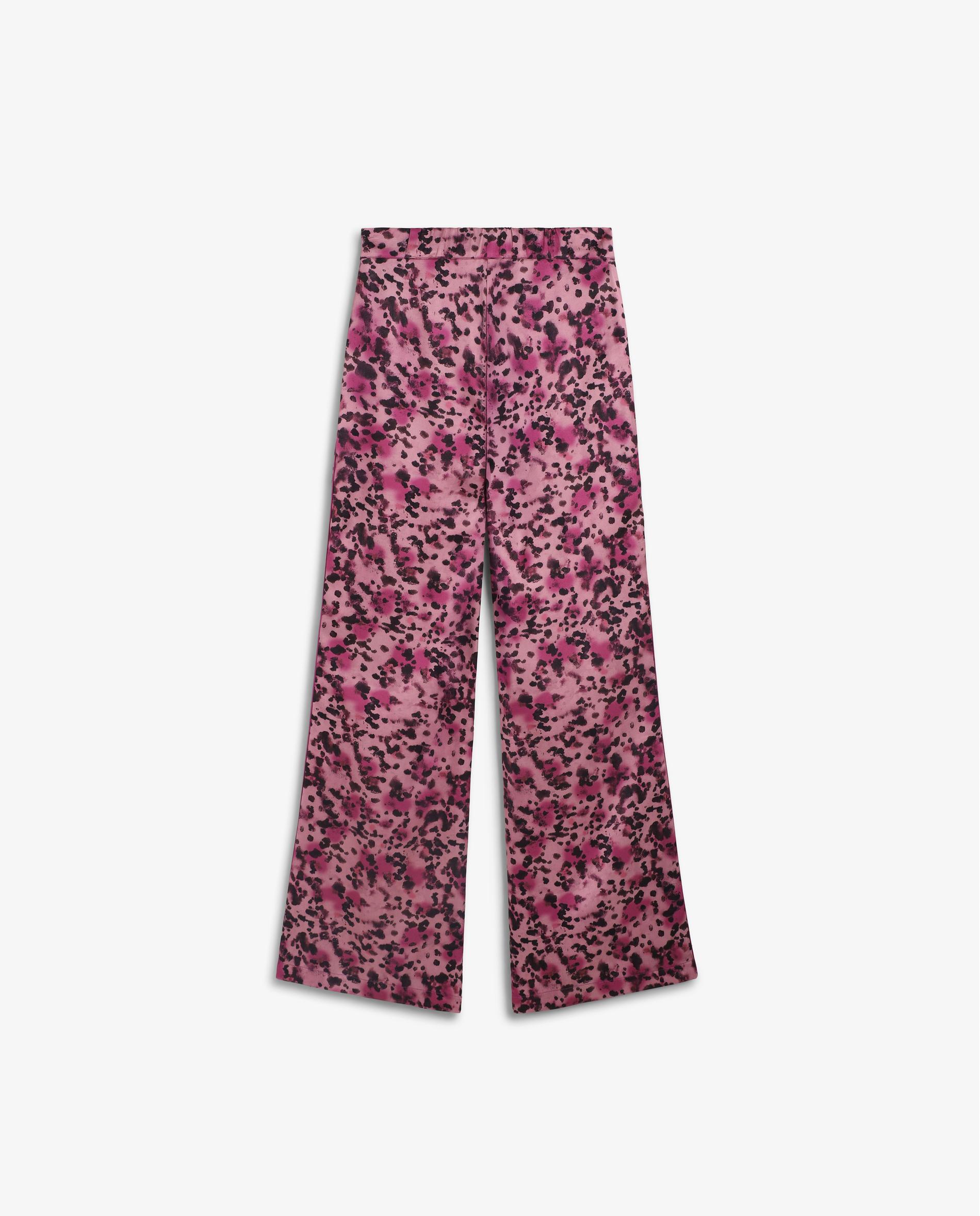 Calças à Boca de Sino em Animal Print de Cintura Média Malva-5