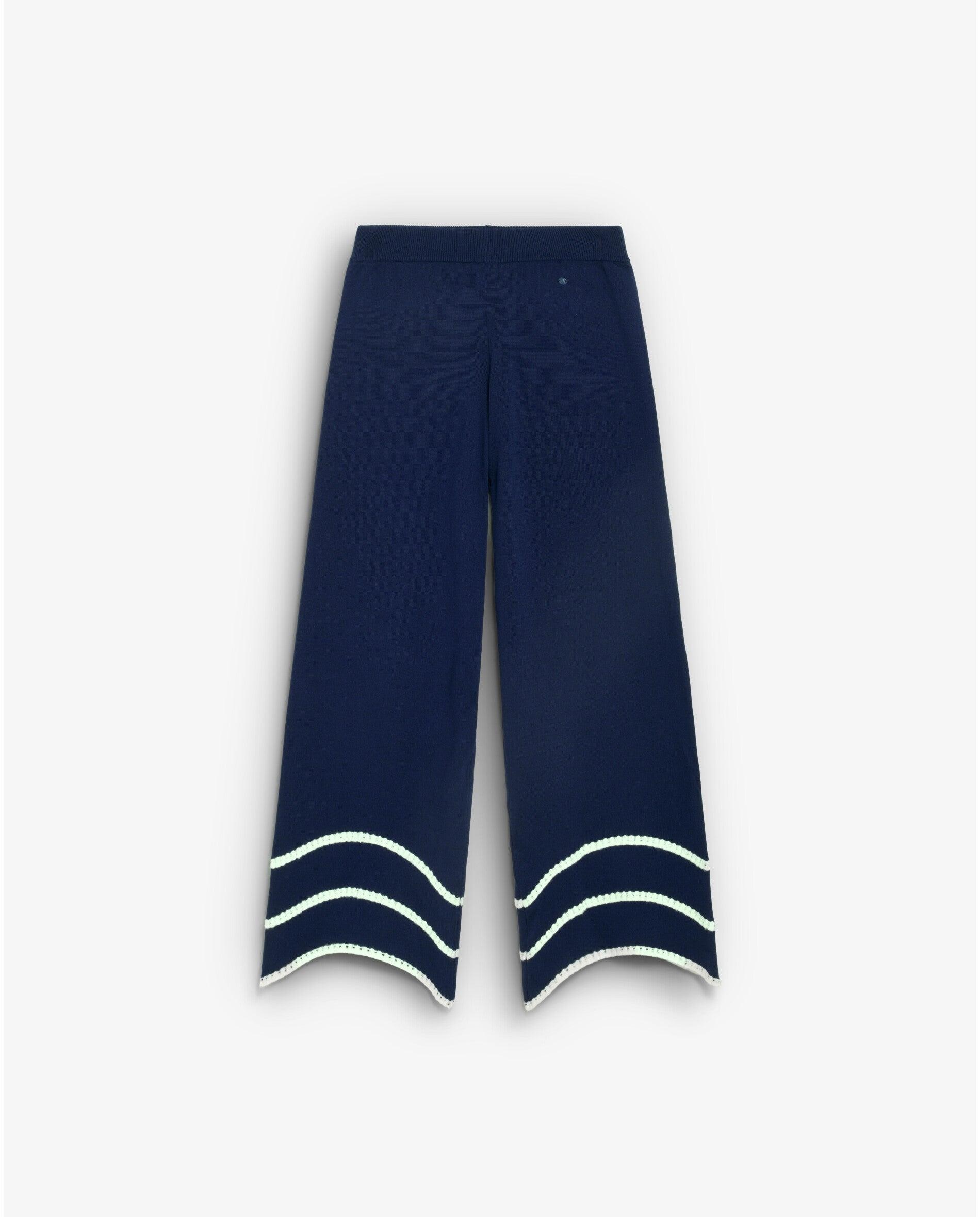 Calças de Malha com Cintura Elástica e Debrum em Contraste Navy-3