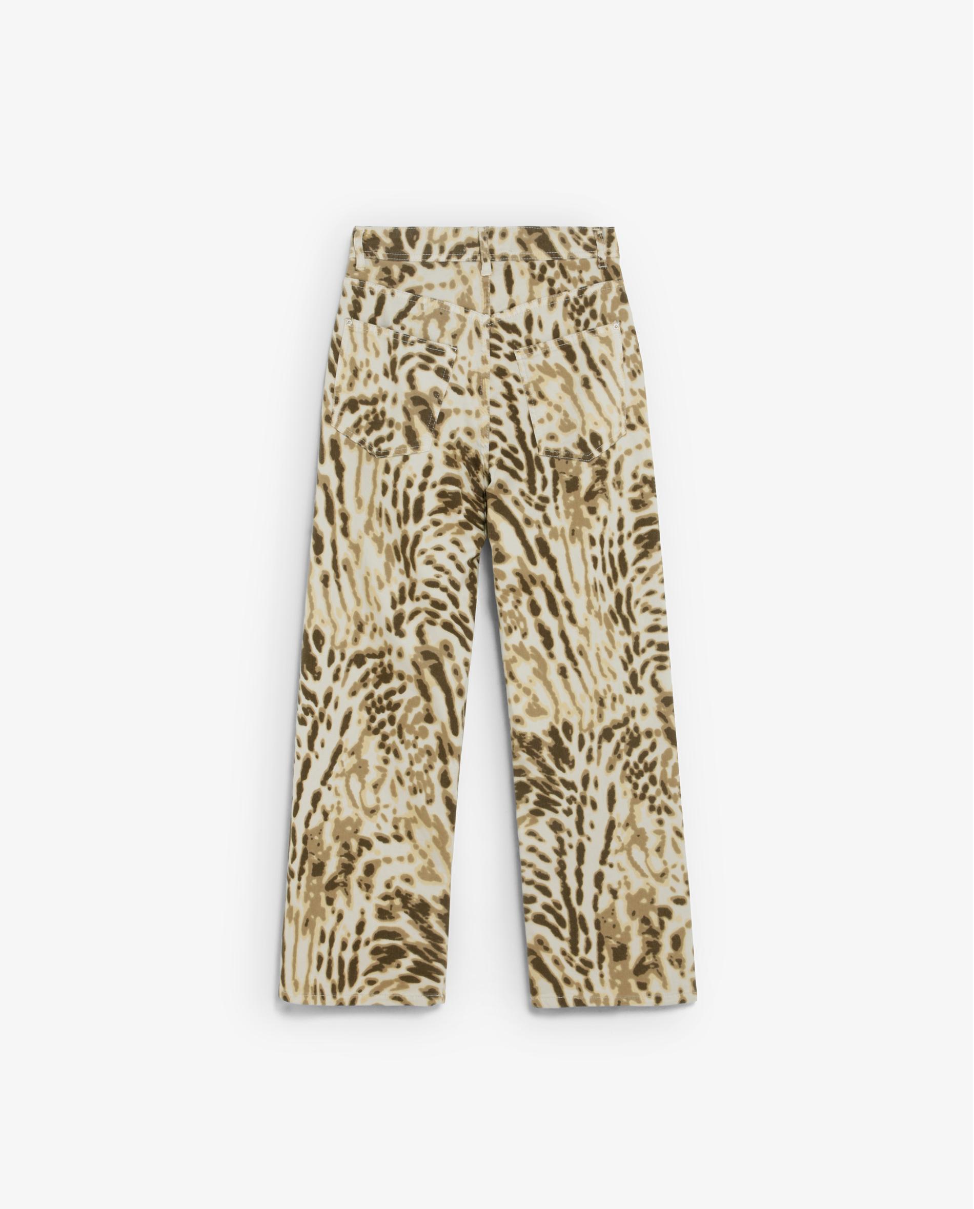 Calças com Corte a Direito com Estampado Animal Print Multicolor-5