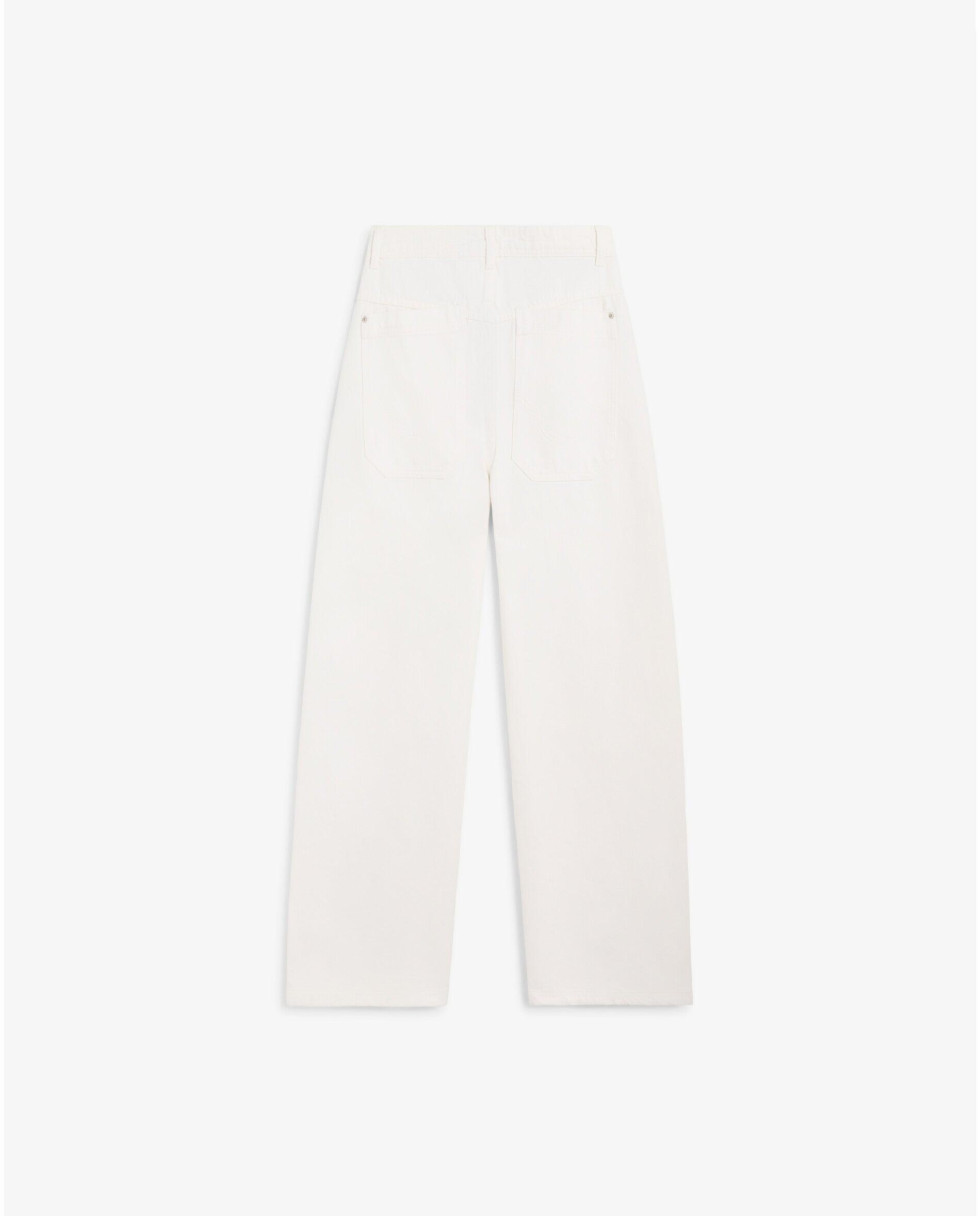Jeans com Corte a Direito de Cintura Subida com Presilhas na Cintura Cru-5