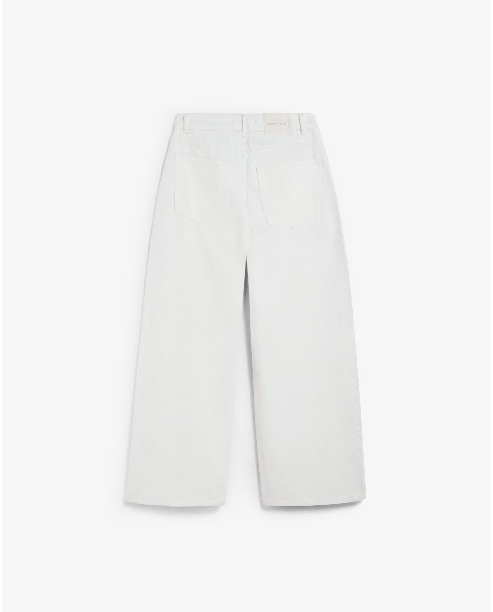 Jeans com Corte a Direito de Cintura Subida com Bordados e Detalhes Metálicos Cru-6