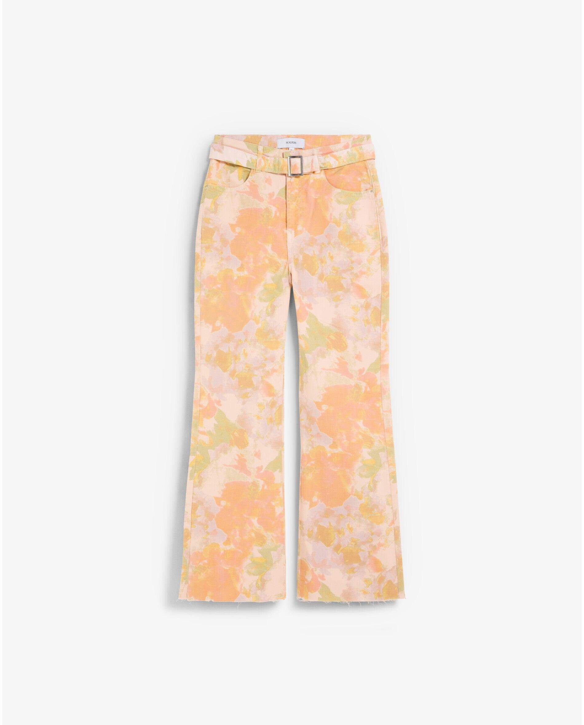 Imagem 0 de Jeans À Boca de Sino Estampados com Cinto