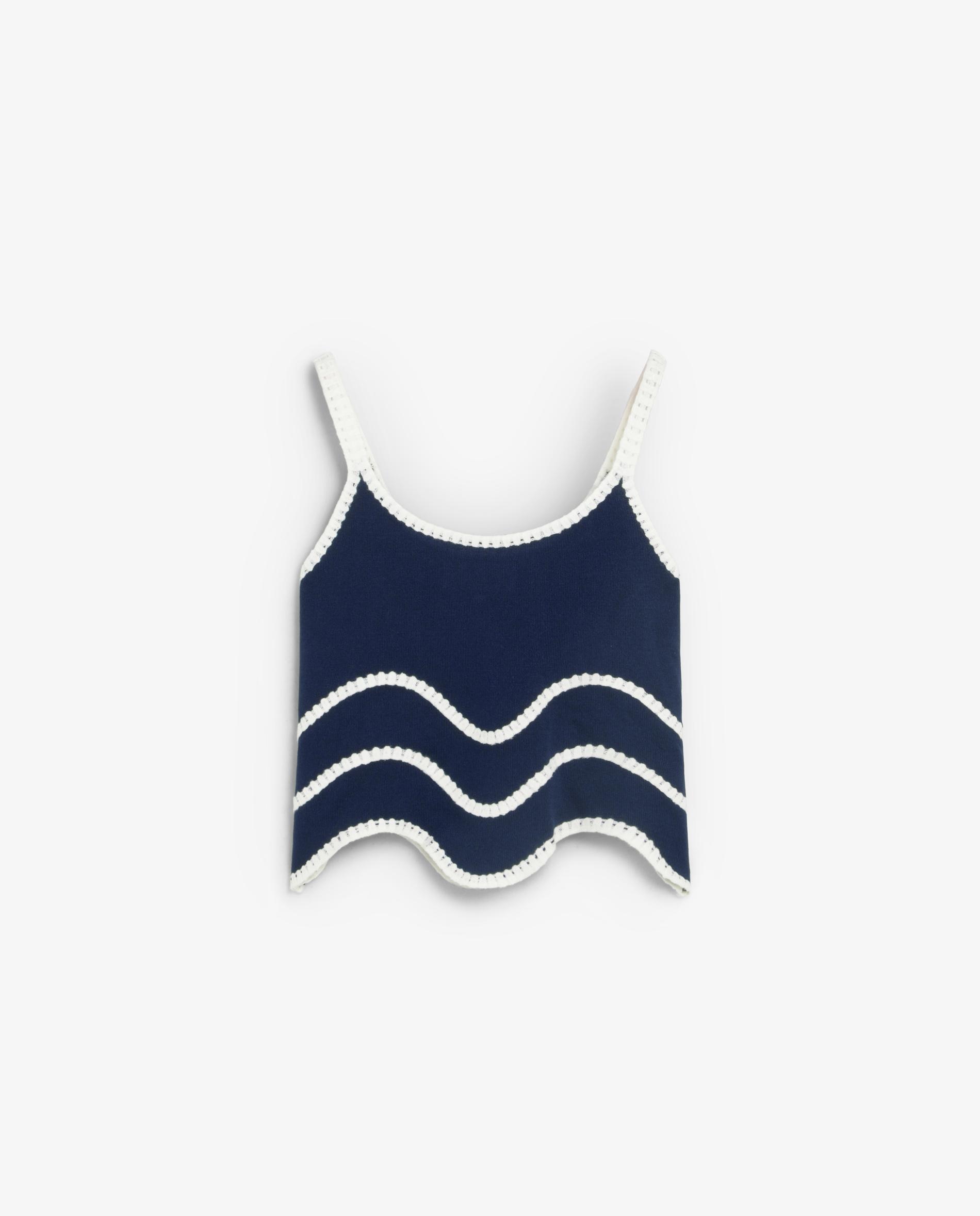 Top de Malha com Alças Finas e Rebordos em Contraste Navy-5