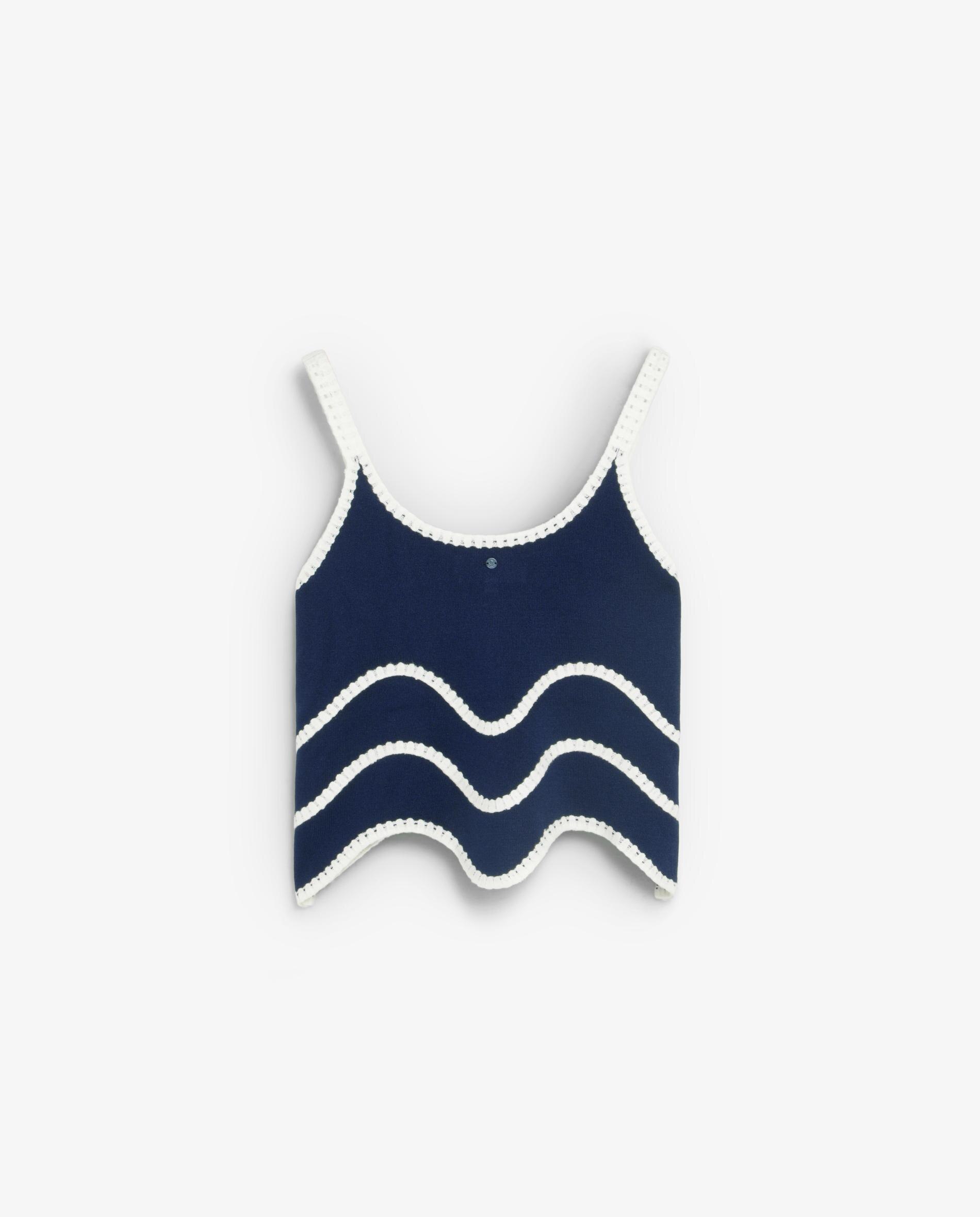 Top de Malha com Alças Finas e Rebordos em Contraste Navy-6