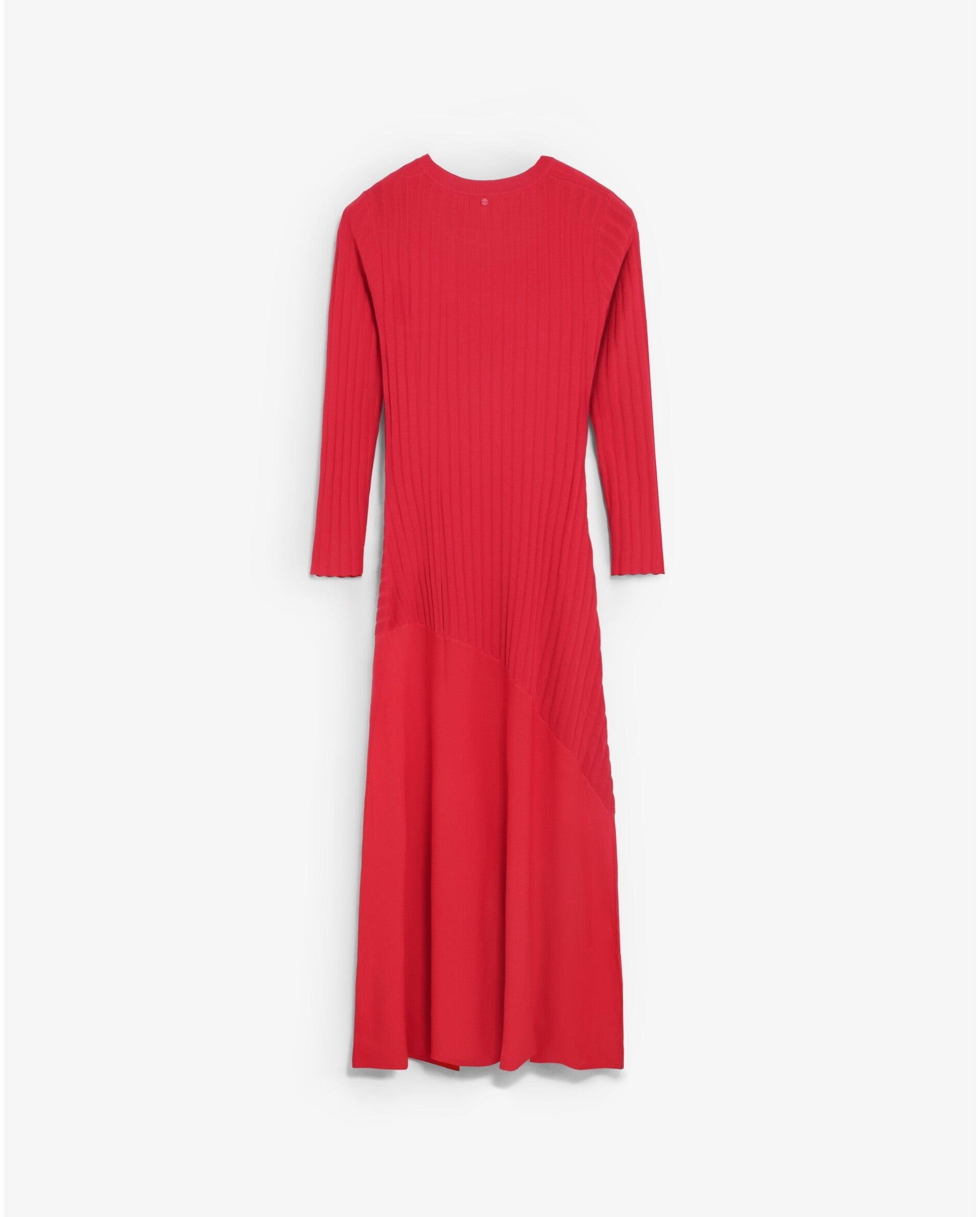 Vestido de Malha Comprido Slim Fit Vermelho-6