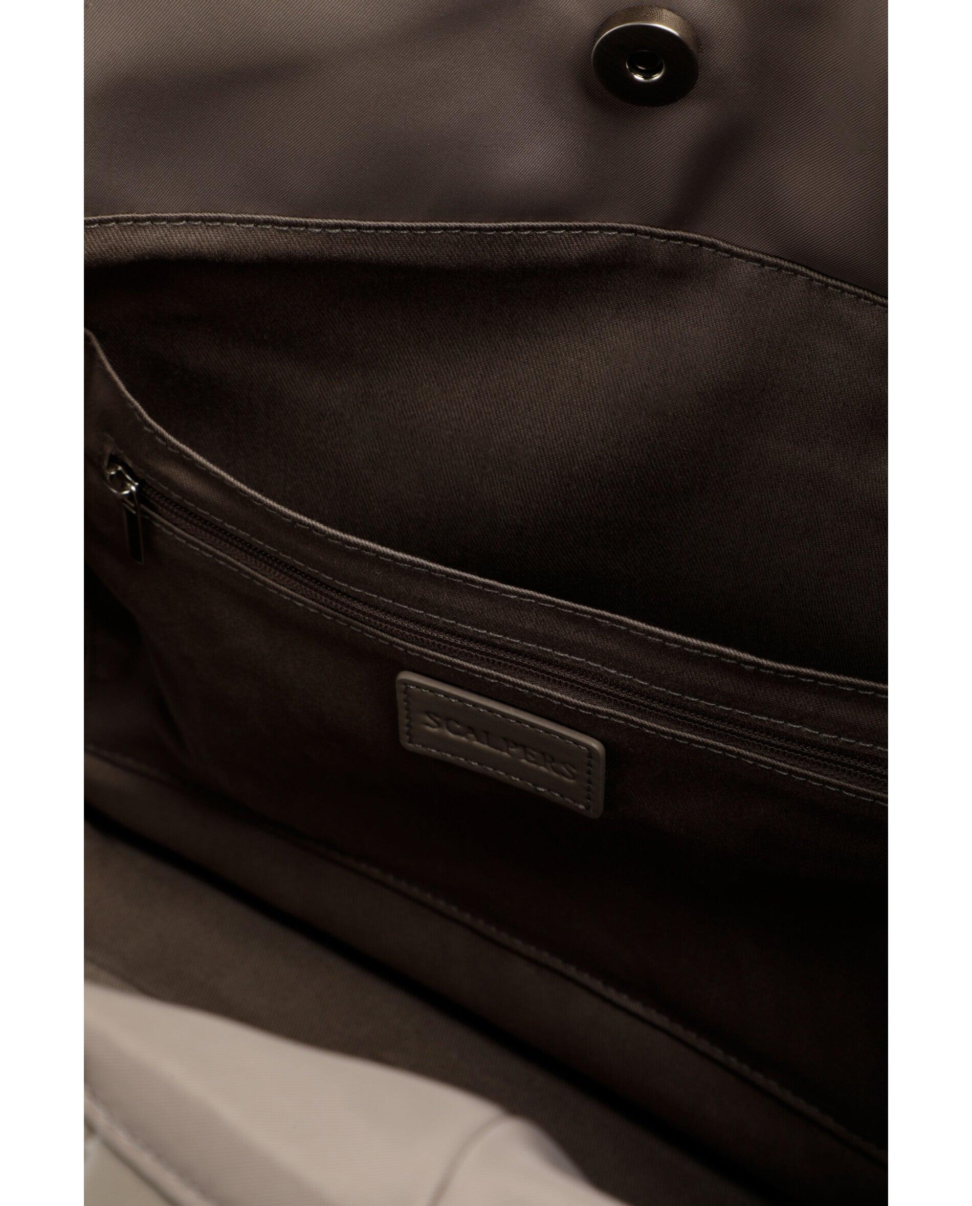 Shopper com Botão Imantado e Bolso Duplo Interior Taupe-5