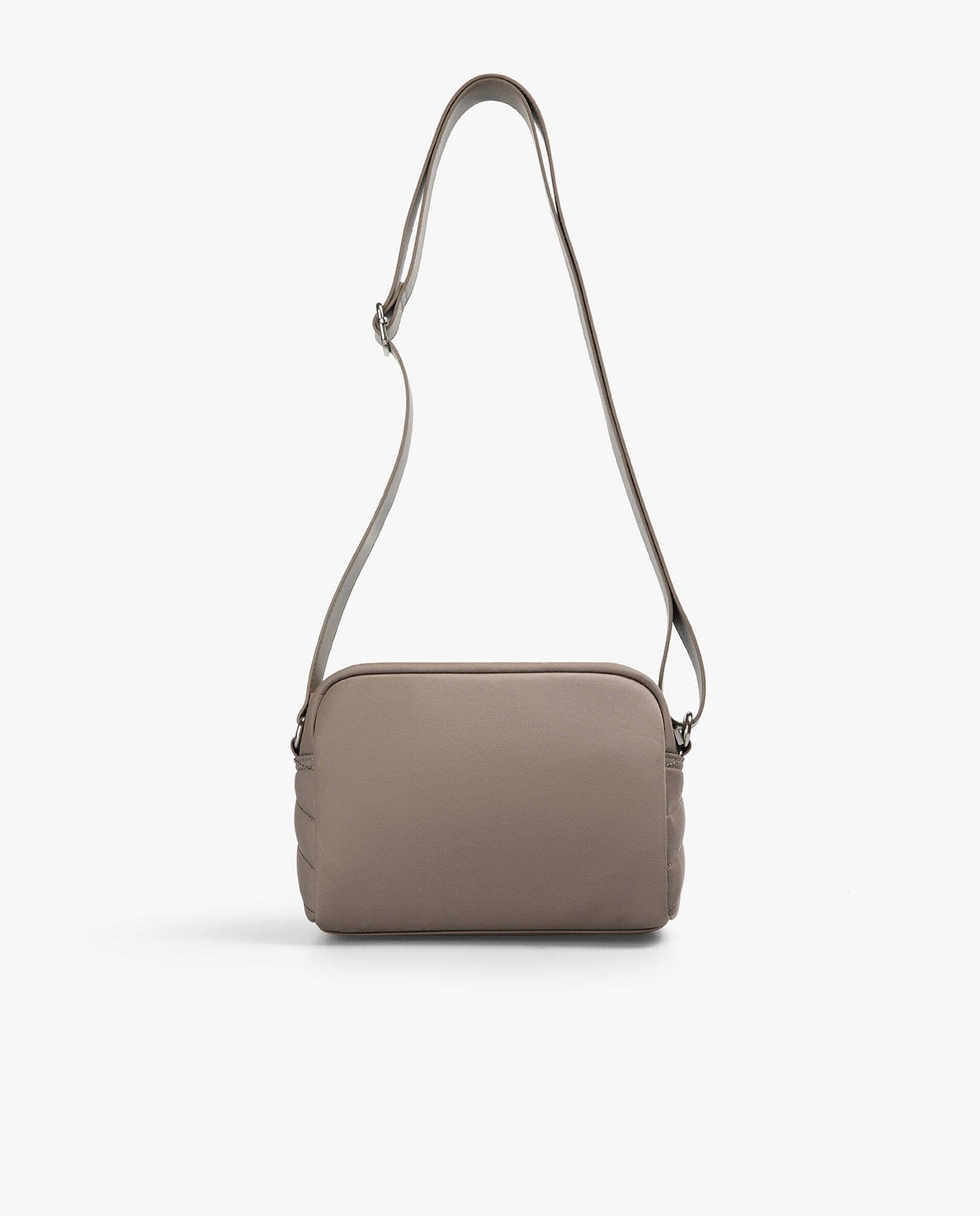 Mala a Tiracolo Acolchoada com Alça Regulável Taupe-2