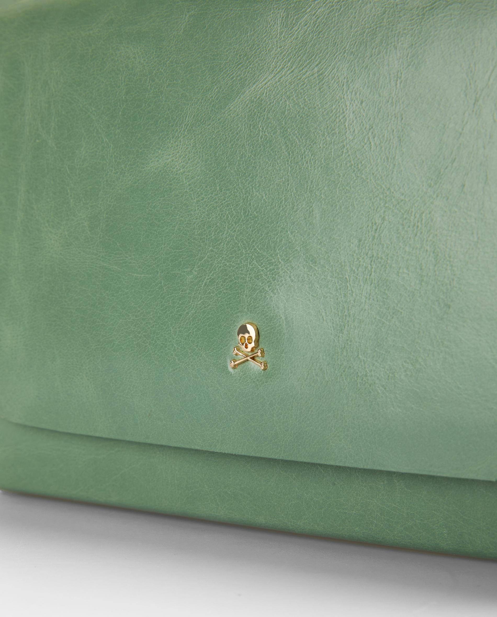 Mala de Ombro em Pele com Fecho de Snap Verde-menta-5