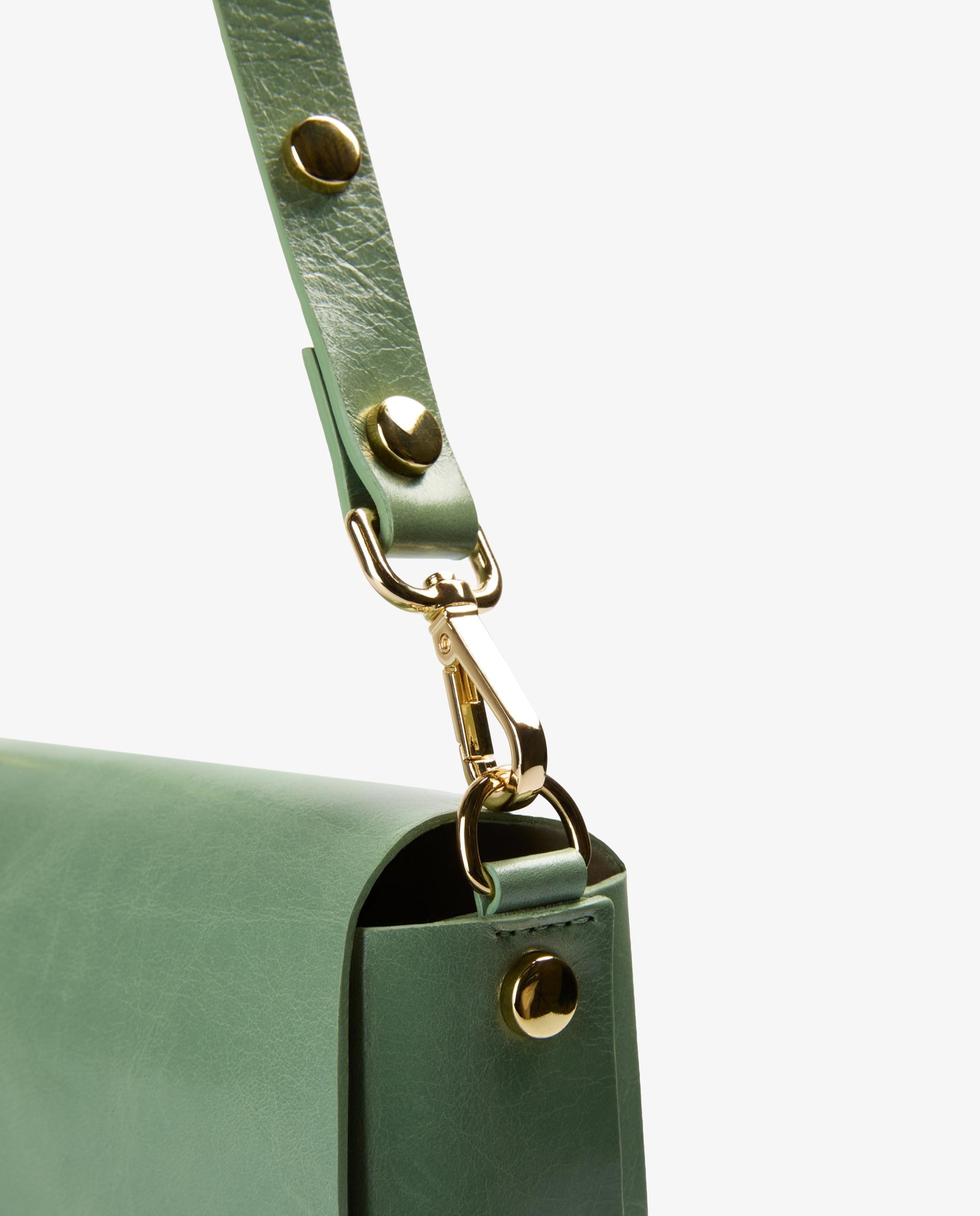 Mala de Ombro em Pele com Fecho de Snap Verde-menta-6