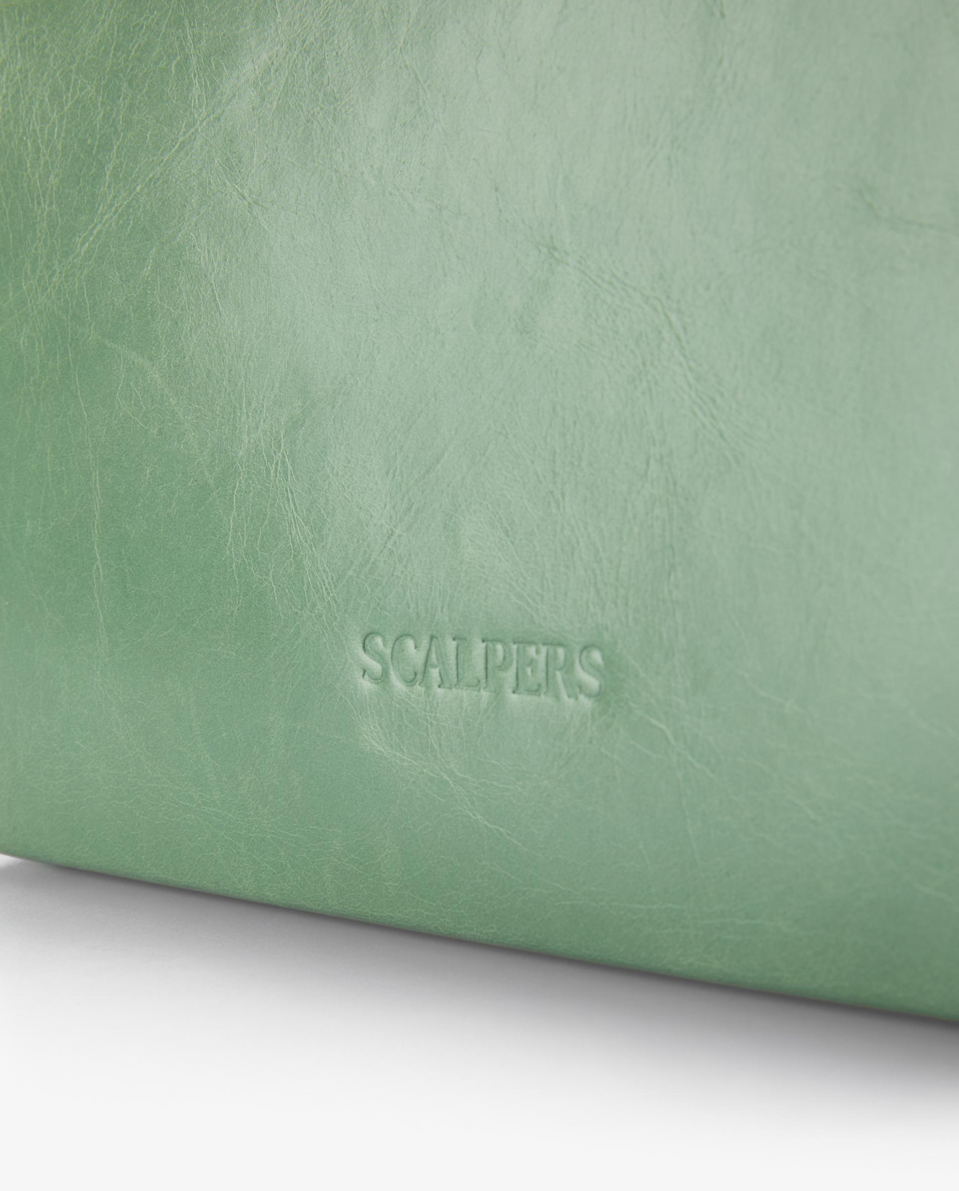 Mala de Ombro em Pele com Fecho de Snap Verde-menta-7