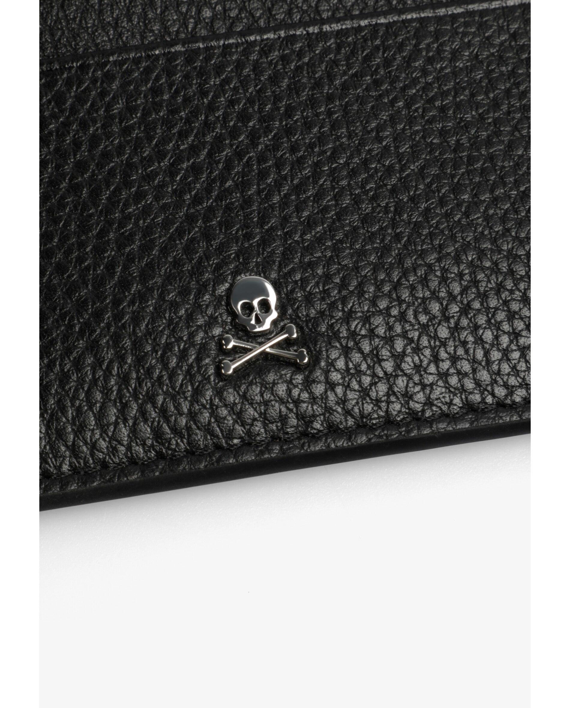 Carteira em Pele com Fecho Zip Preto-4