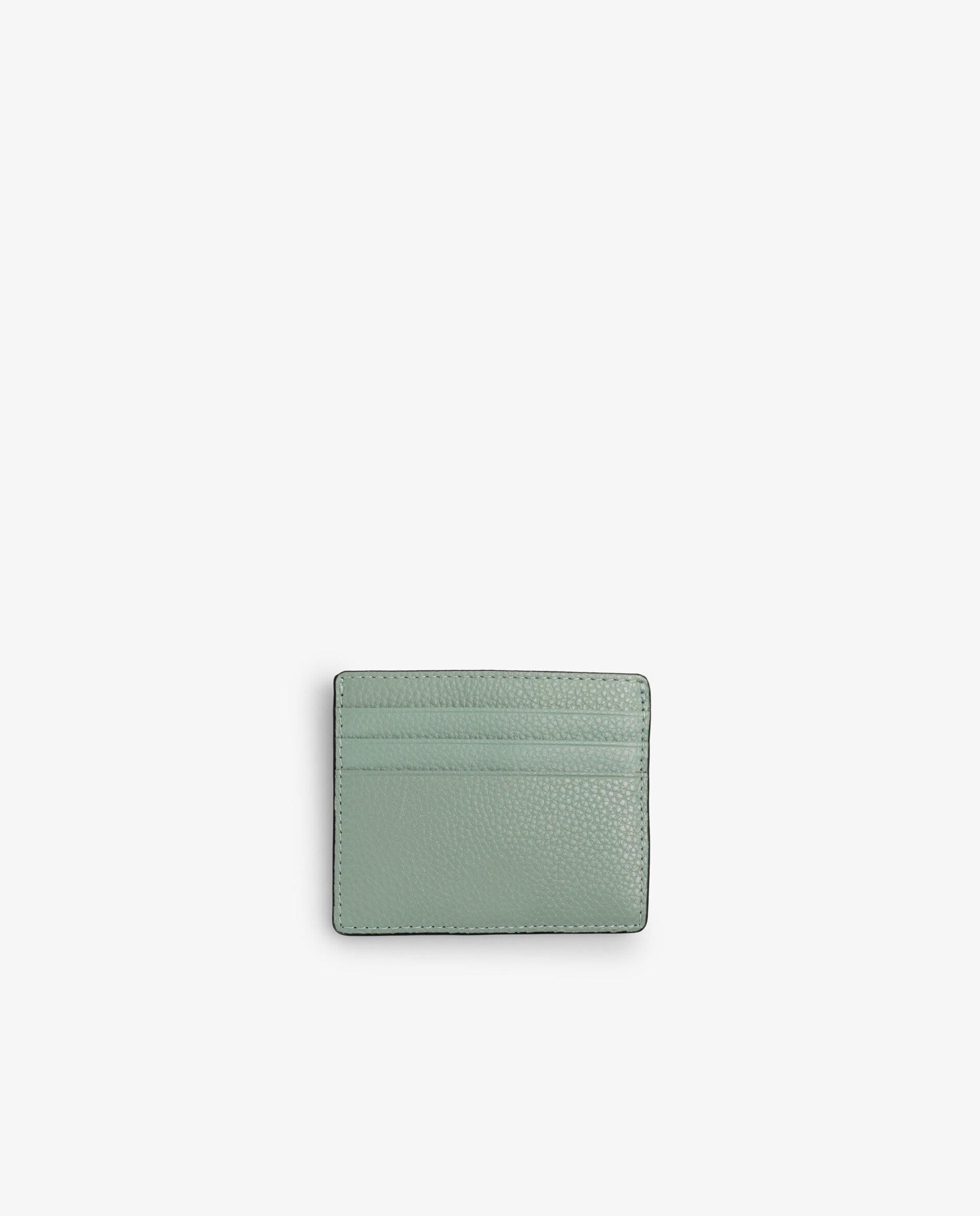 Porta-cartões em Pele com Caveira Metálica Verde-menta-2