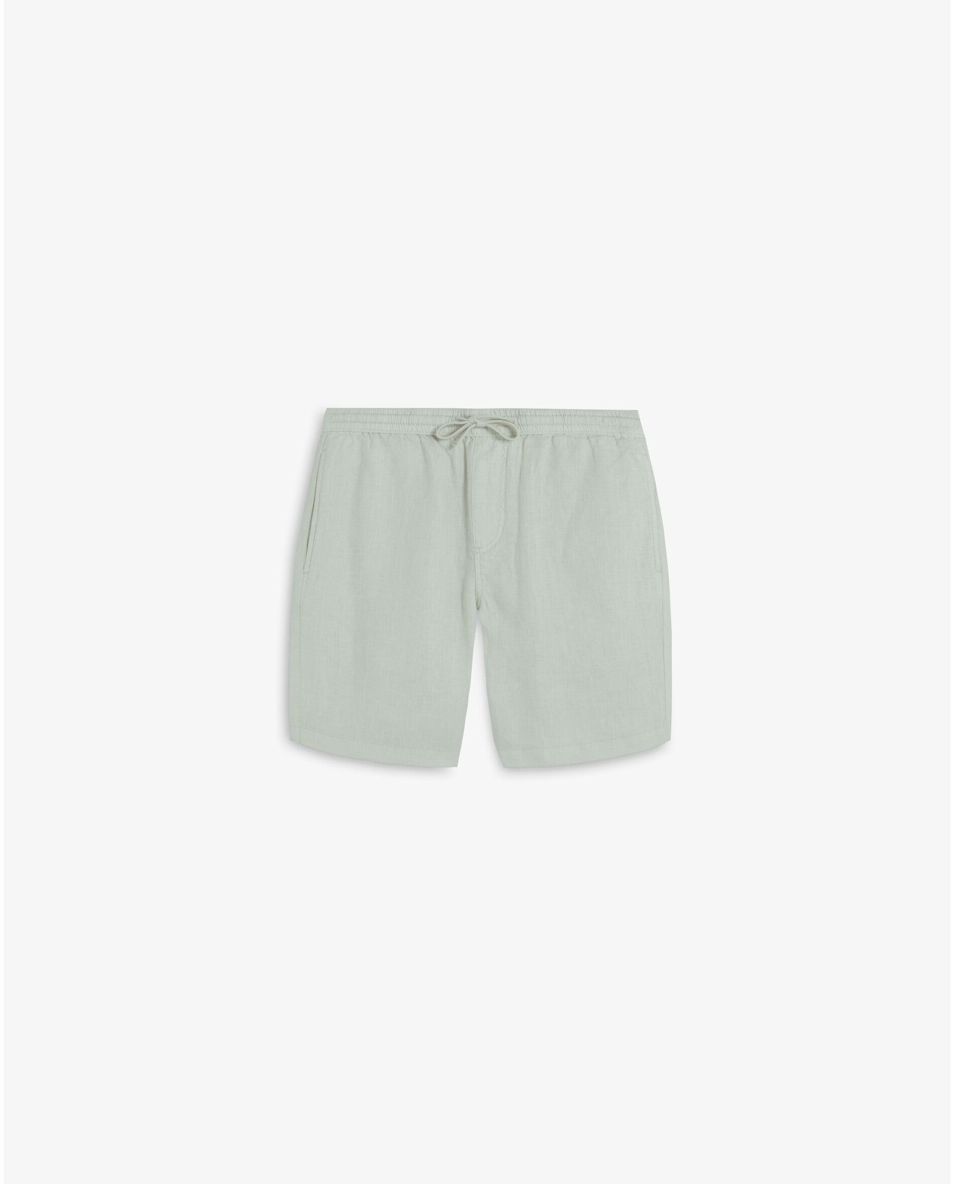 Bermudas de Linho com Cordão de Ajuste e Bolsos Posteriores Verde-antiquário-4
