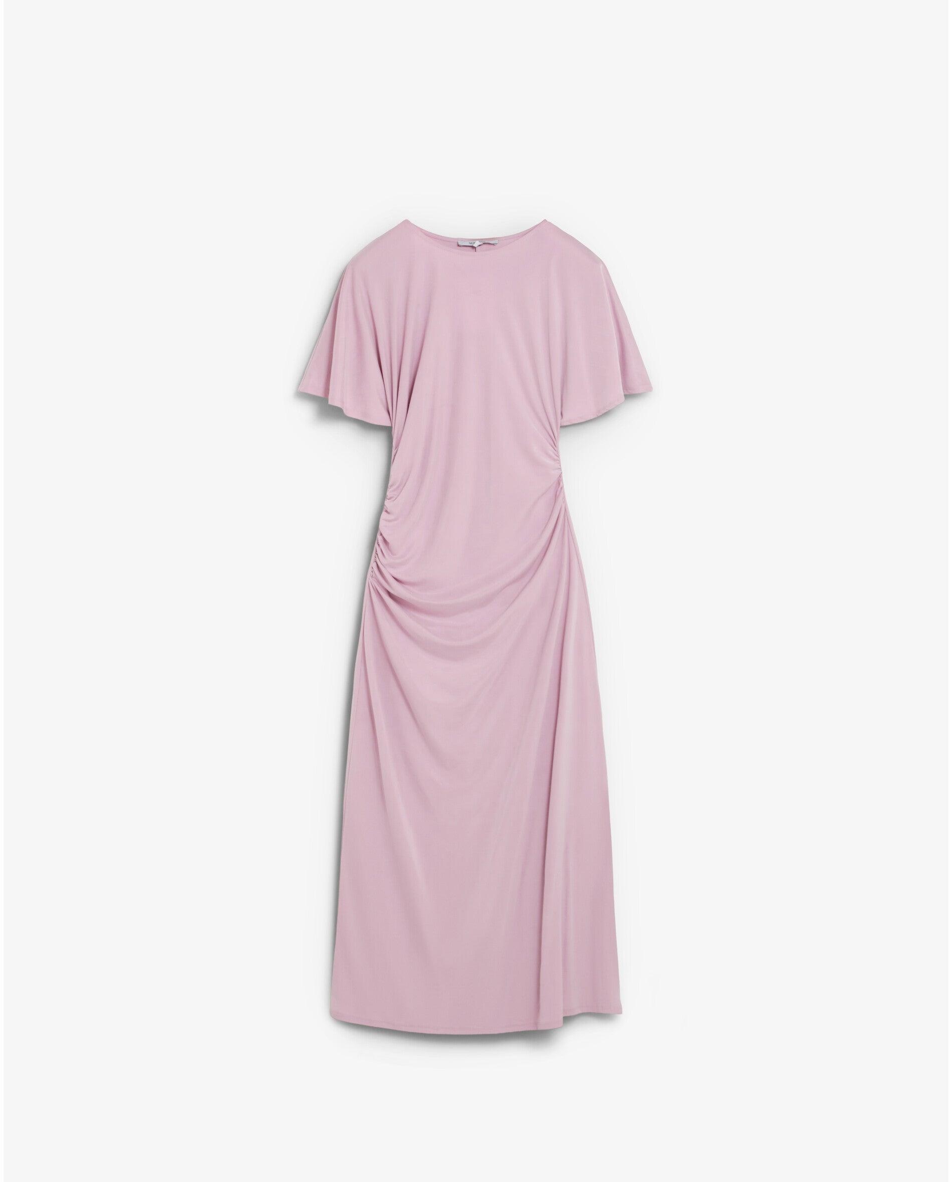Vestido Midi Ajustado com Detalhe Lateral Franzido Rosa-claro-6