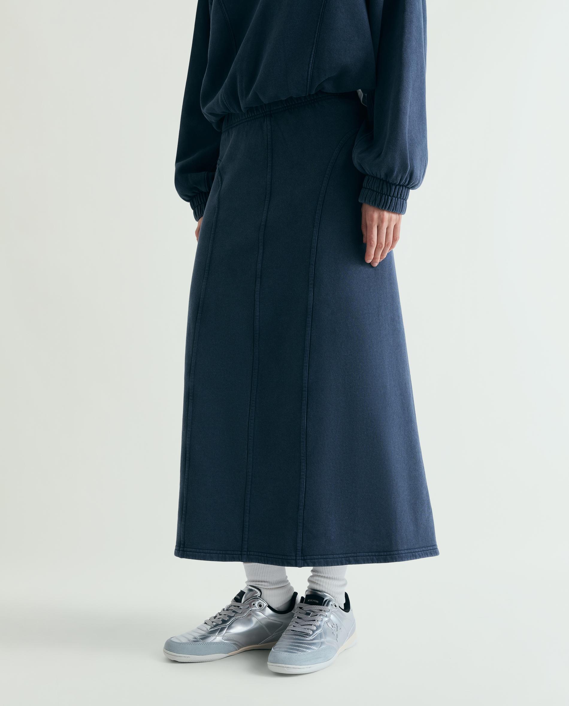Saia Midi Ligeiramente Elástica Navy-2
