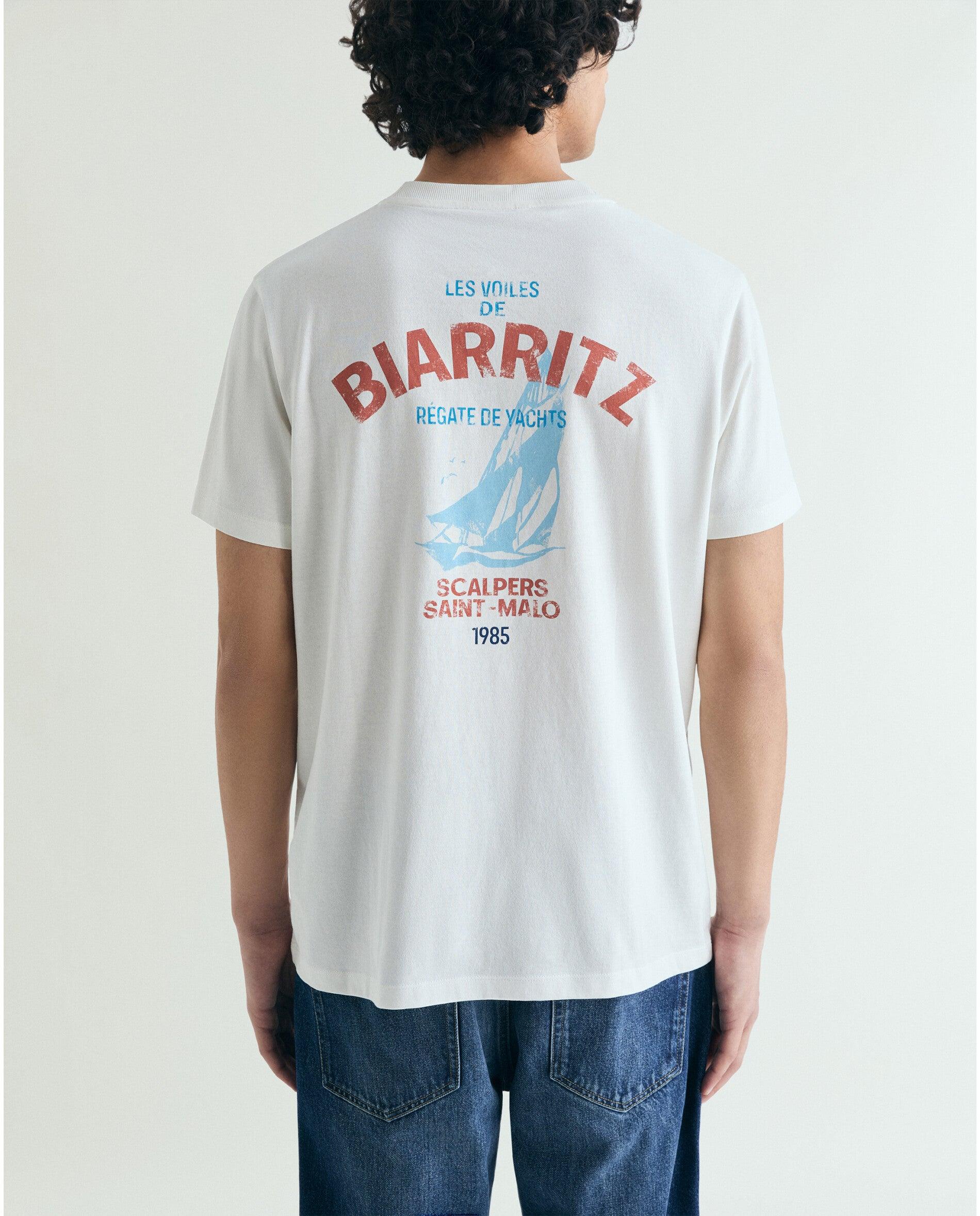 T-shirt de Manga Curta com Print Posterior Branco-2
