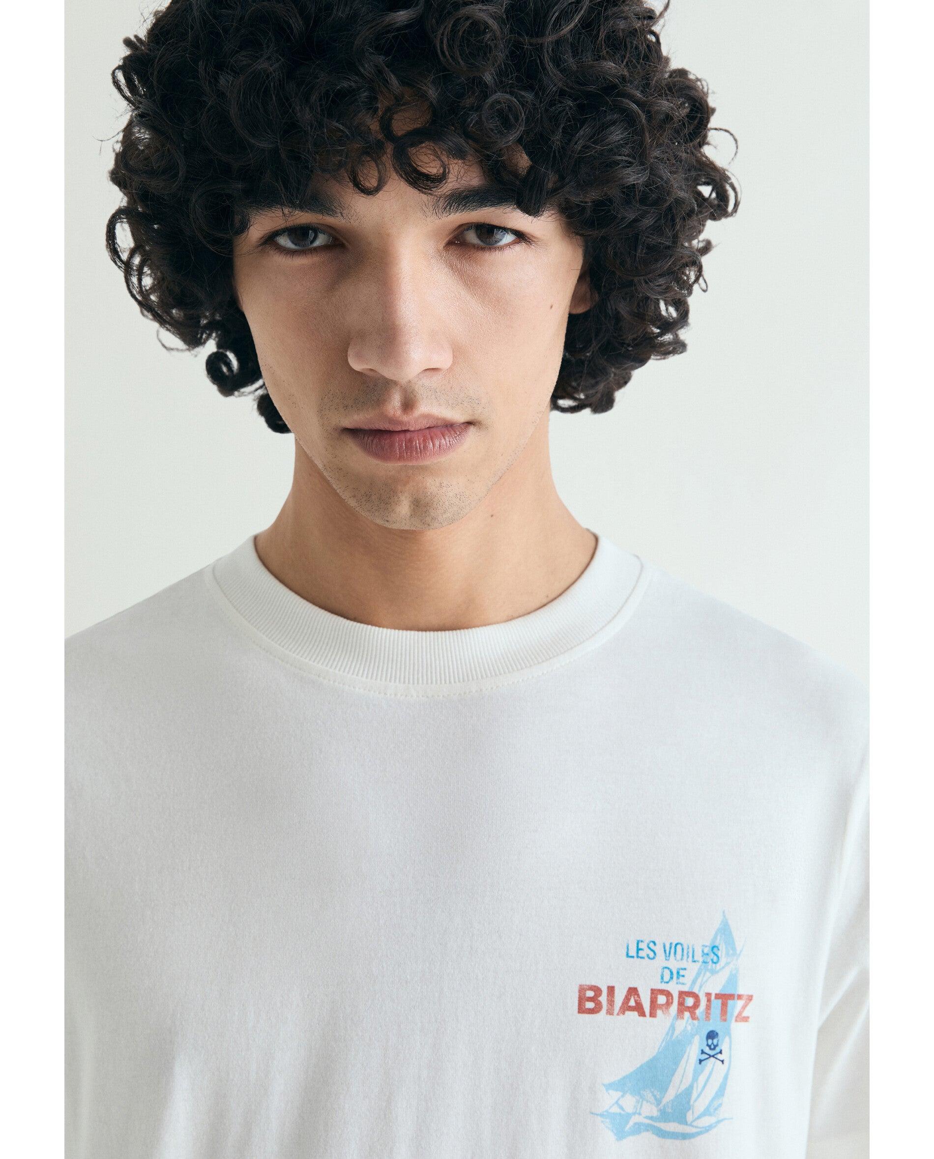 T-shirt de Manga Curta com Print Posterior Branco-3