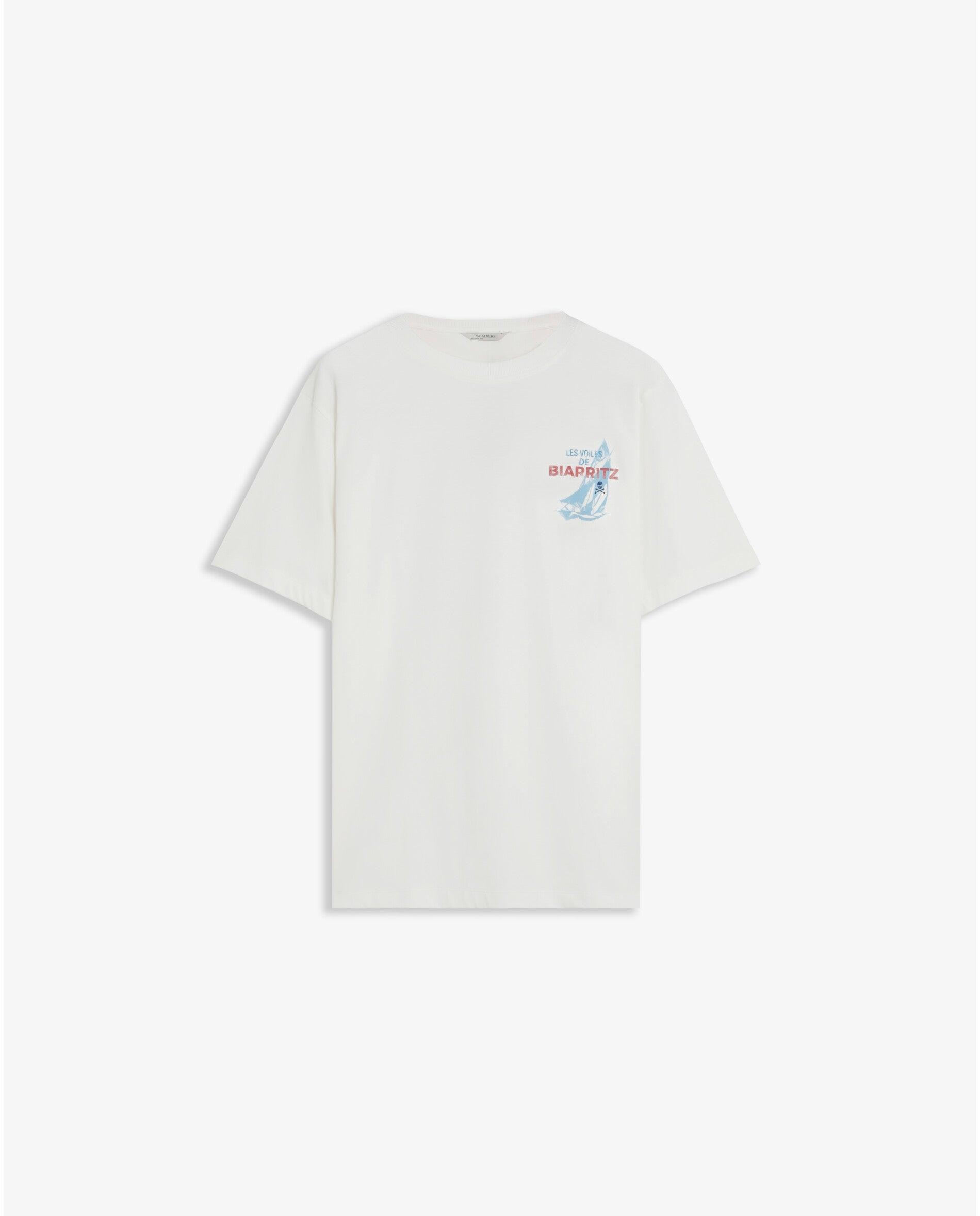T-shirt de Manga Curta com Print Posterior Branco-5