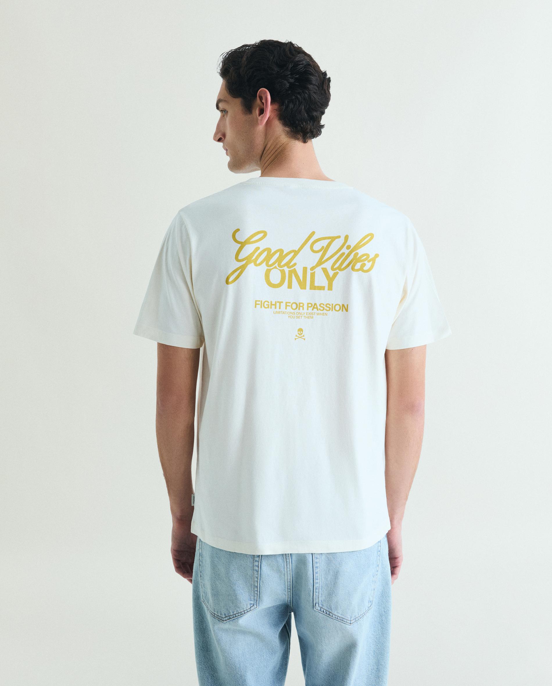 T-shirt Relaxed Fit com Print Posterior Marfim-2