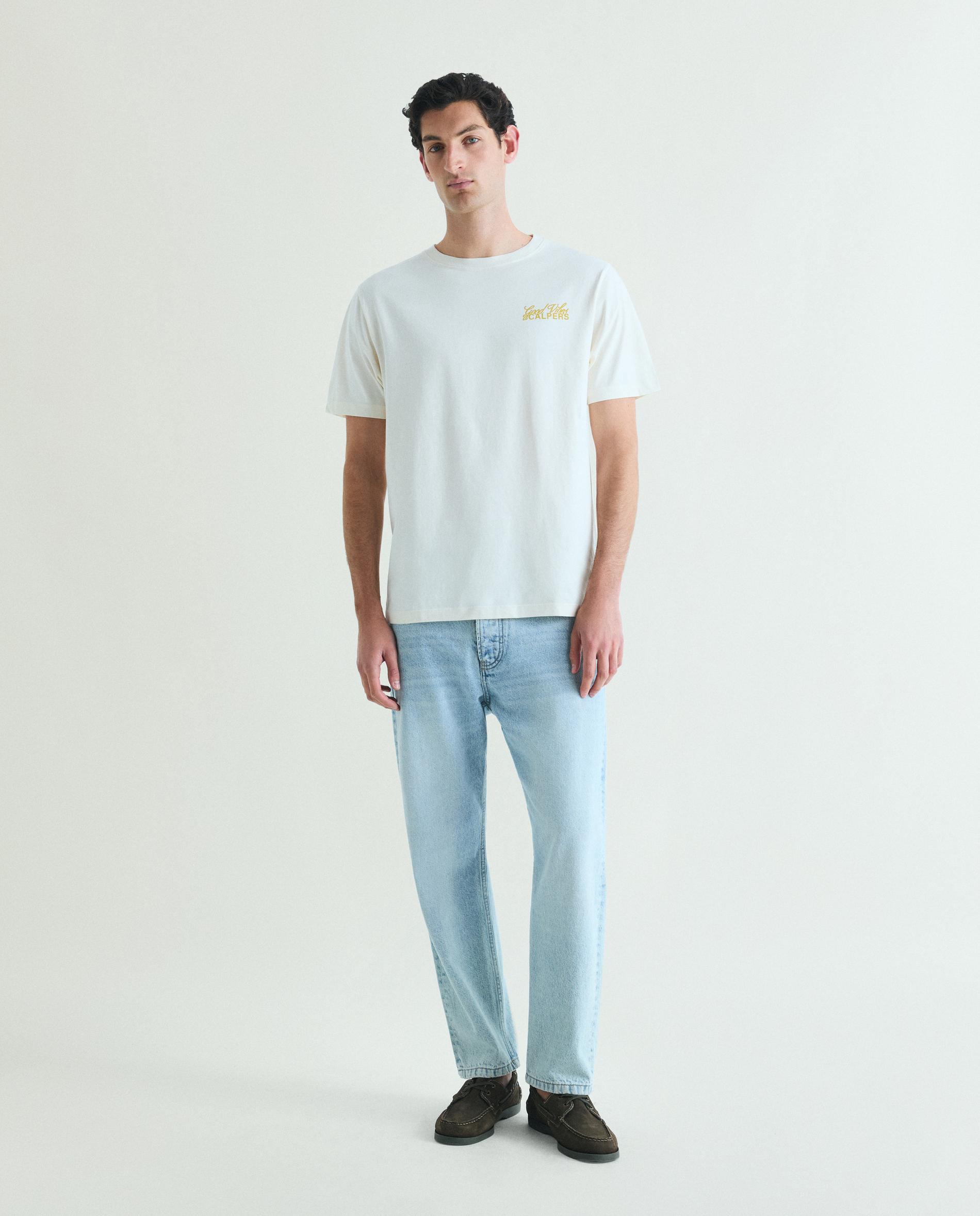 T-shirt Relaxed Fit com Print Posterior Marfim-3